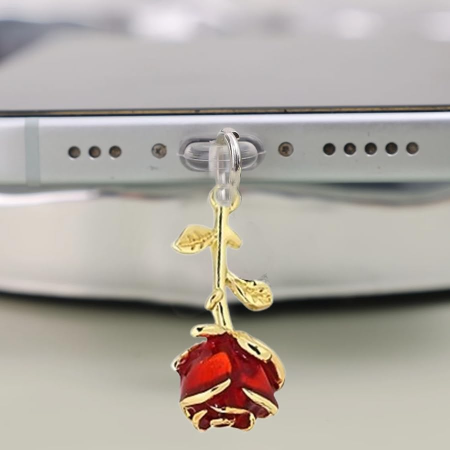 ARFUKA Red Rose USB C Dust Plug Charm Anti-Dust Plug Cover Compatible with Kindle E-Readers, Type-C Charging Port Accessories for Book Lovers, Teachers, Students Pack of 2 image number 6