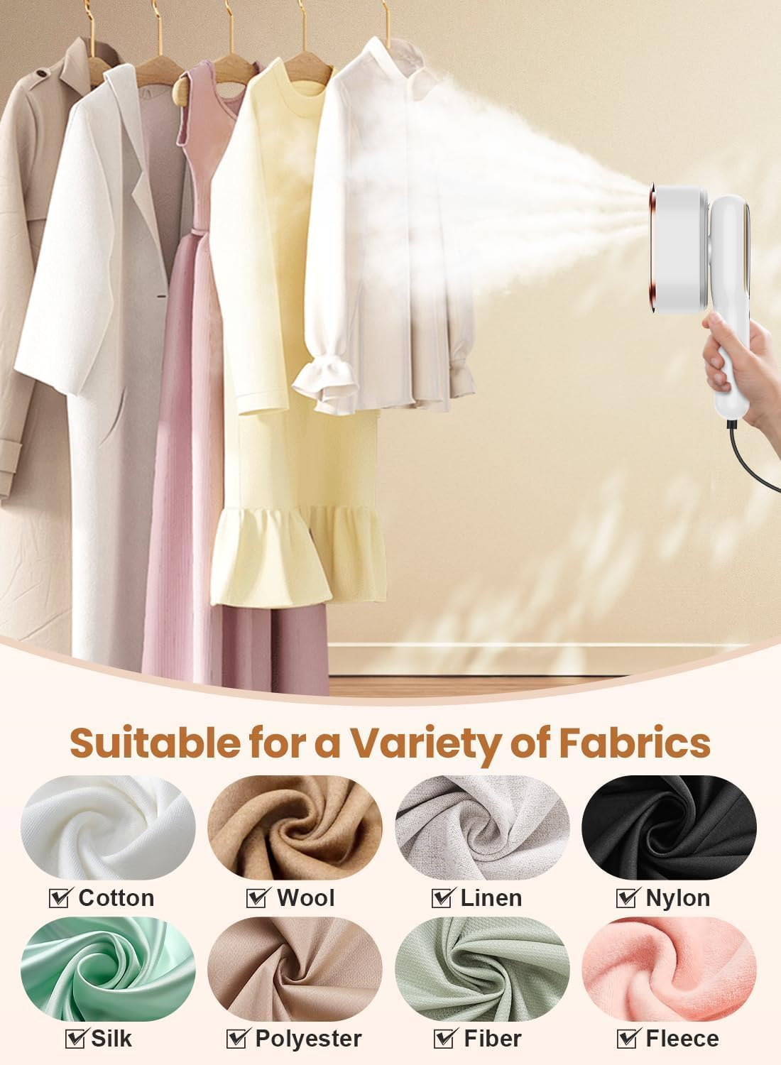 Steamer for Clothes &ndash; 2 in 1 Handheld Ironing Machine, 5 Modes, 15S Fast Heat-Up and Leakproof Design | Lightweight Wrinkle Remover | Steam Iron for Home and Travel | Black Colour image number 6