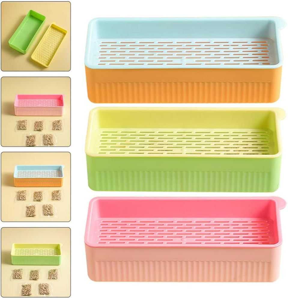 PATKAW Cat Grass Planter Germination Trays 3 Pieces Germination Trays Wheatgrass Cat Grass Box Cat Grass Germination Tray for Garden image number 5