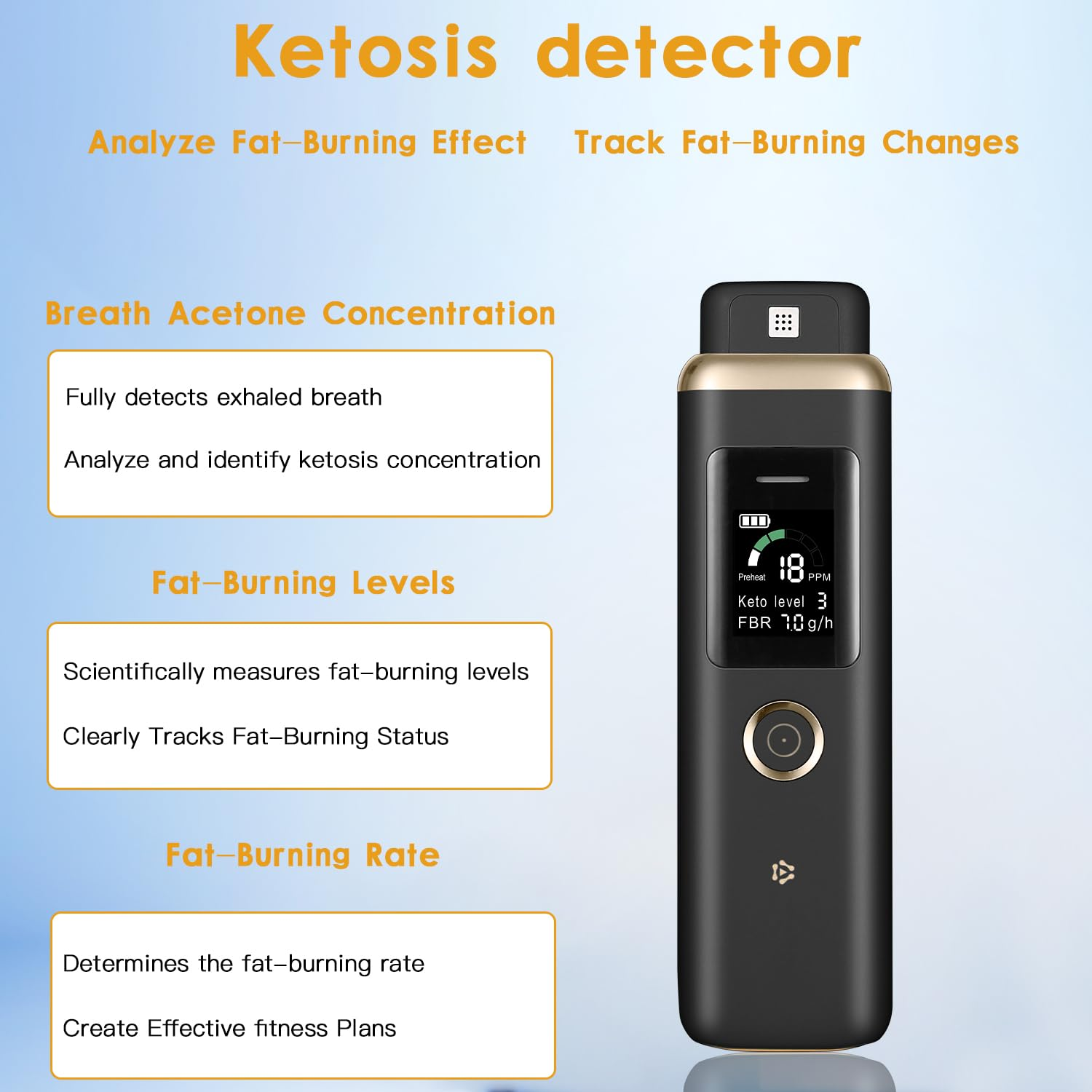 Professional-Grade Ketone Breath Monitors Analyzer for Monitor Ketonsis in Your Breath - Home Breath Ketosis Metter | Portable Breath Ketosis Tester Ketone Meter - Empower Your Fitness Journey image number 1