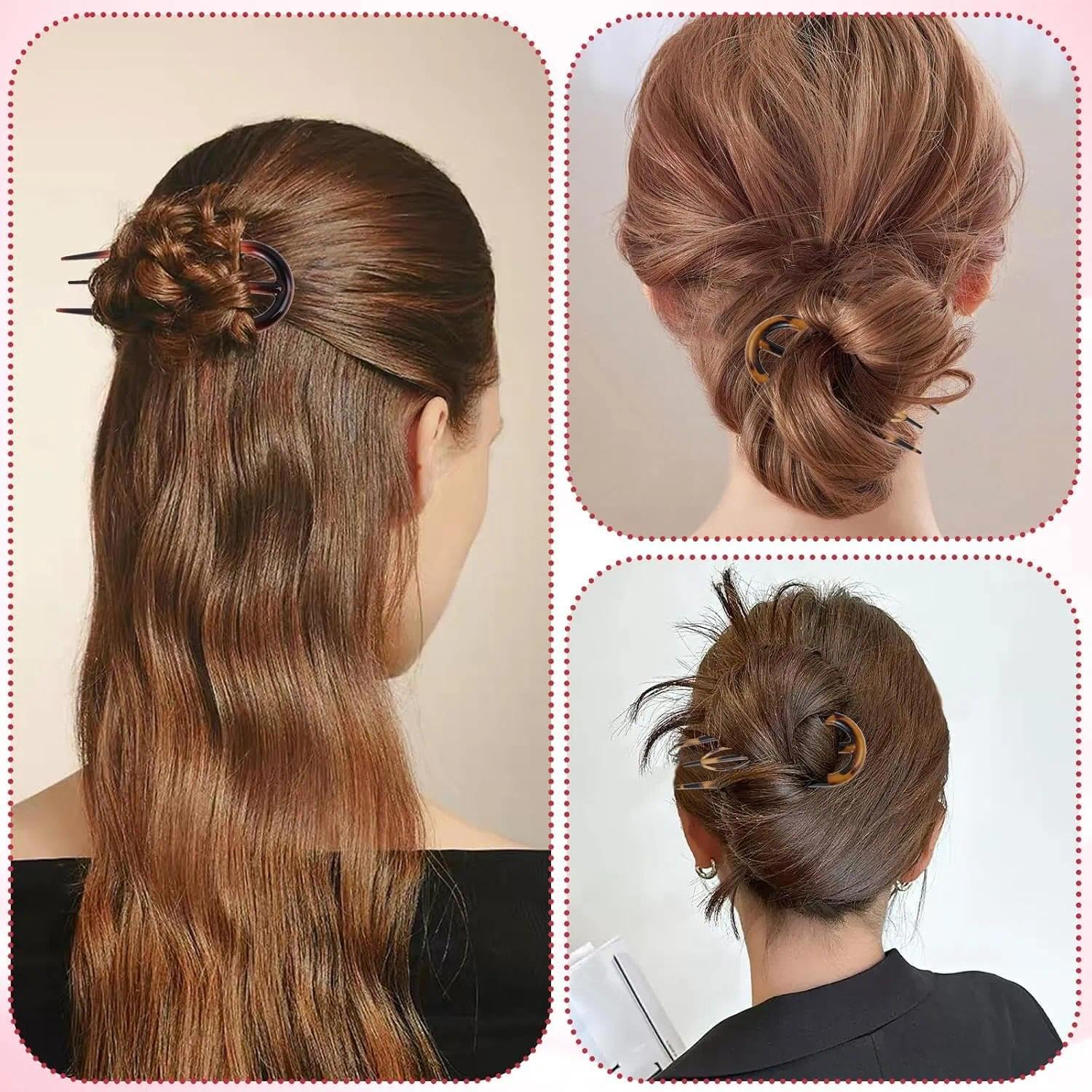 U Shaped French Hair Pins for Women, 3 Prong Updo Styling Clips with Secure Fixation and No Slip Design in 3 Colors - Ermaoo image number 6