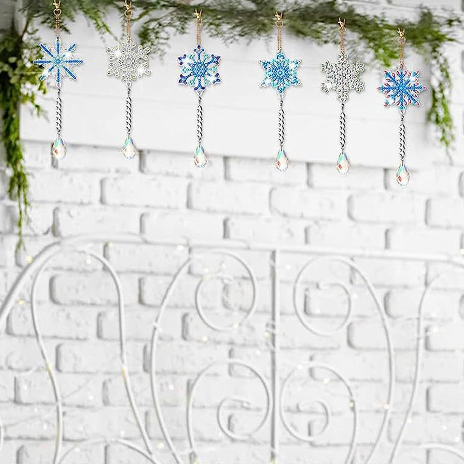 Xutong 6Pcs DIY Modern/Trendy Diamond Art Wind Chimes, Multicolored Acrylic Plastic Cardboard, Hanging, Perfect for Christmas, New Year, DIY Craft image number 6