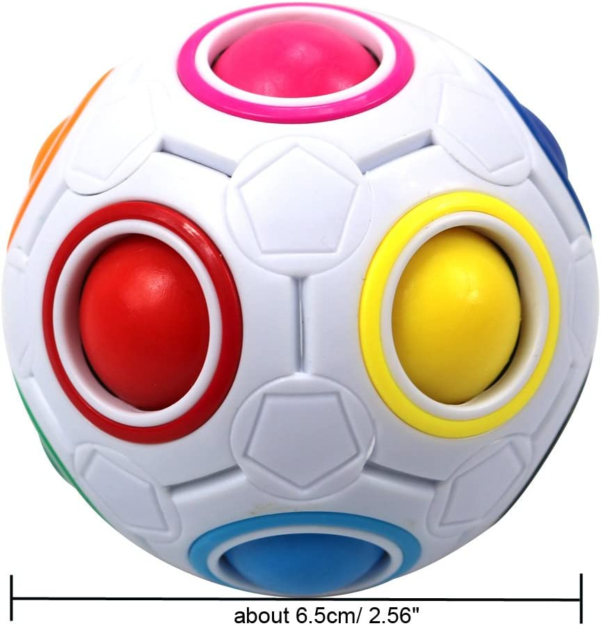 Fidget Ball,Spherical Magic Cube Rainbow Ball Cube Puzzle Brain Teasers Fidget Educational Toy (White) image number 4