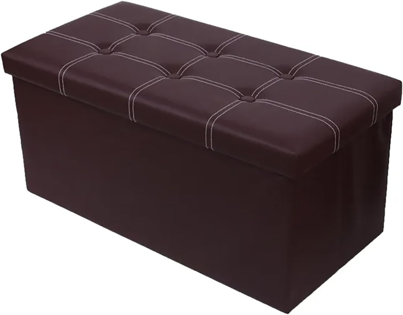 MEMOCASTLE Folding Storage Ottoman: 38X76X38Cm Black Synthetic Leather - 110L Capacity, Quick Assembly for Living Room & Bedroom
