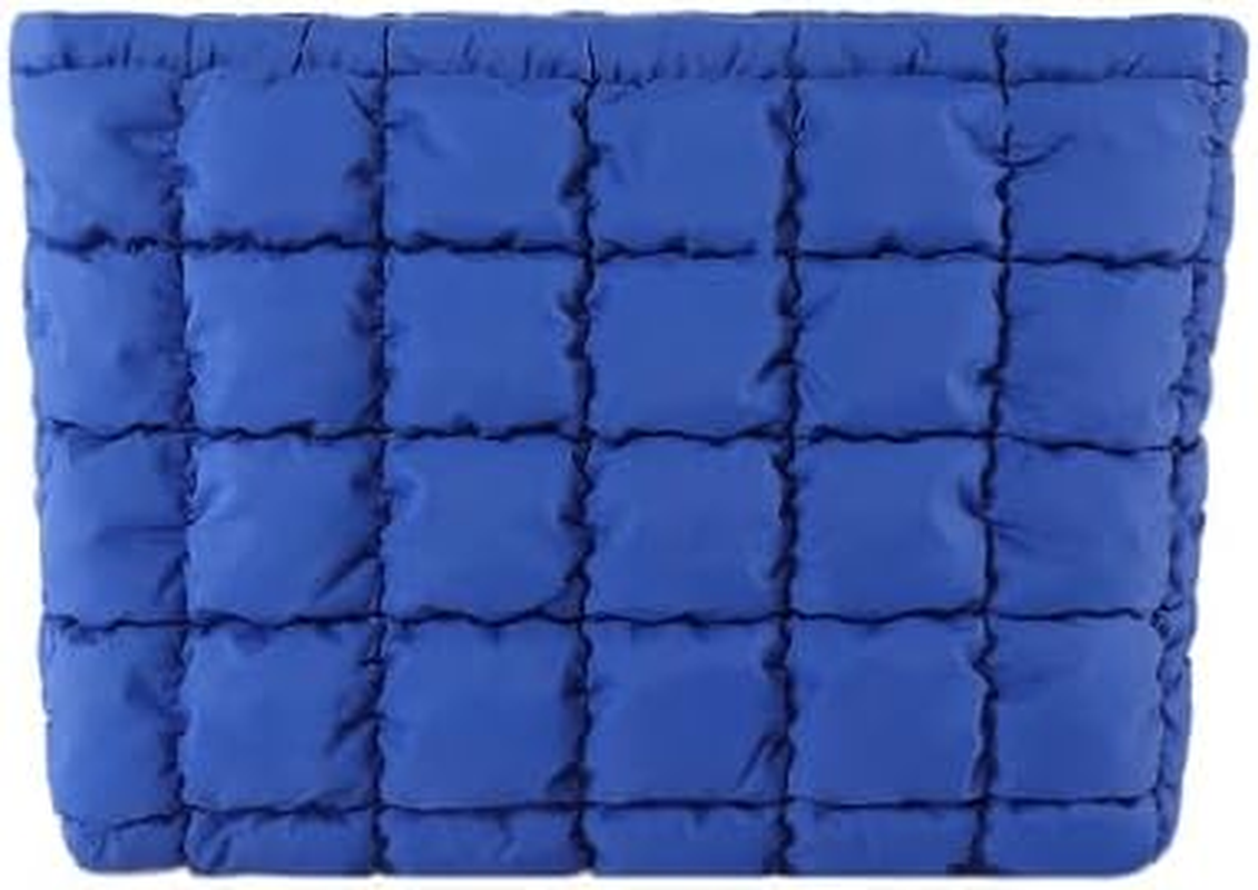 Puffy Quilted Makeup Bag, Travel Cosmetic Bag for Women, Toiletry Organizer Pouch, Clutch (Brown Leopard)