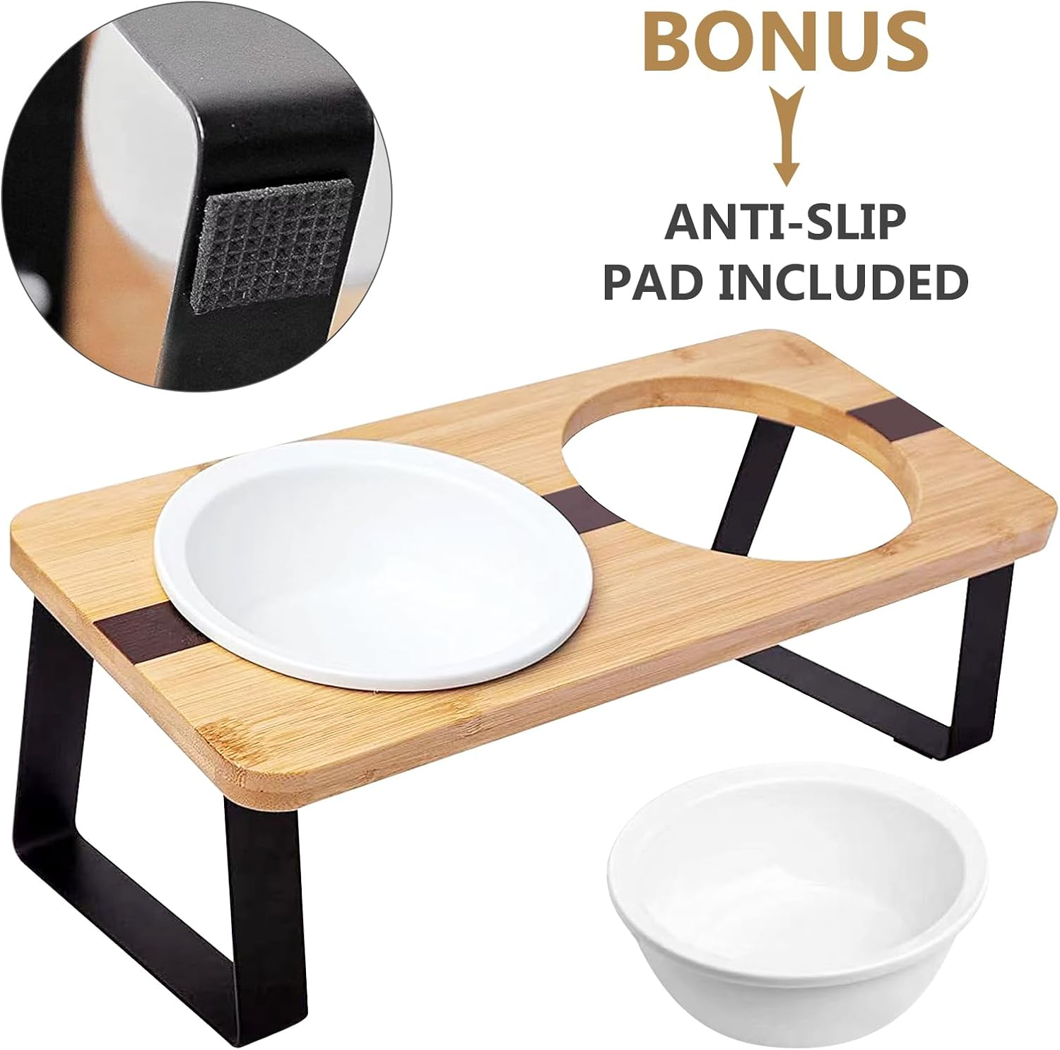 SUNOYA Raised Cat Bowl, Cat Feeding Station, 15&deg; Tilted Feeding Station, Feeding Bowl and Water Bowl for Cats and Small Dogs image number 6