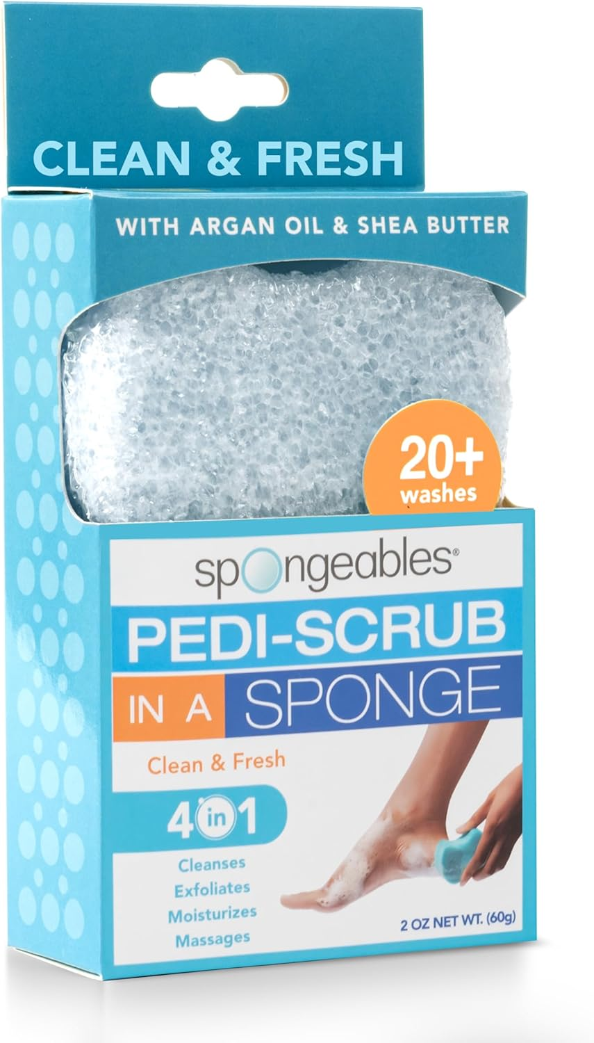 Spongables Pedi Scrub Foot Exfoliating 20+ Wash Sponge, Lavender, 1 Count