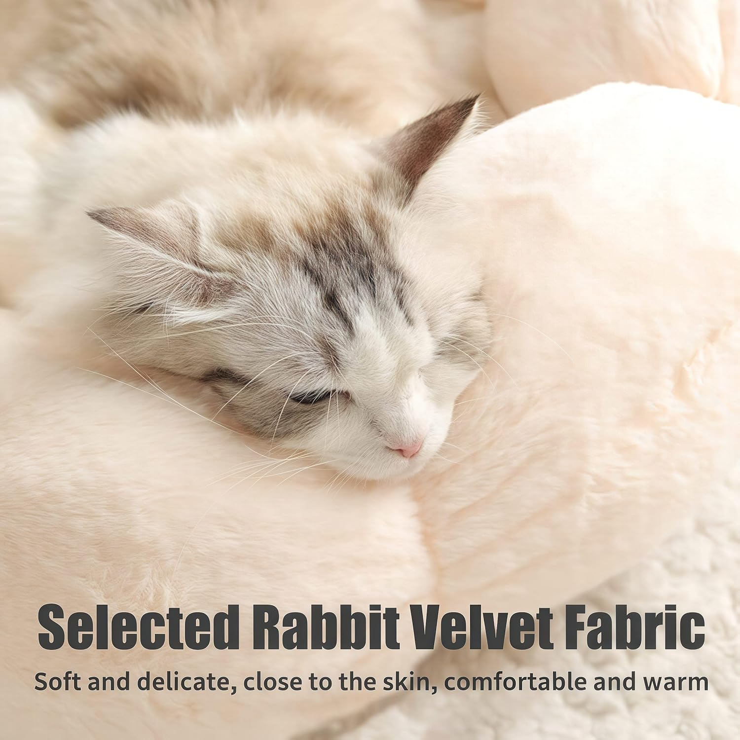 Life'Bea Flower Shaped Pet Bed for Cats & Small Dogs - Cozy & Calming Plush Cushion, Soft Rabbit Fur-Like Fabric, Non-Slip Bottom, Machine Washable - Deep Sleep-Light Green, 55Cm image number 1