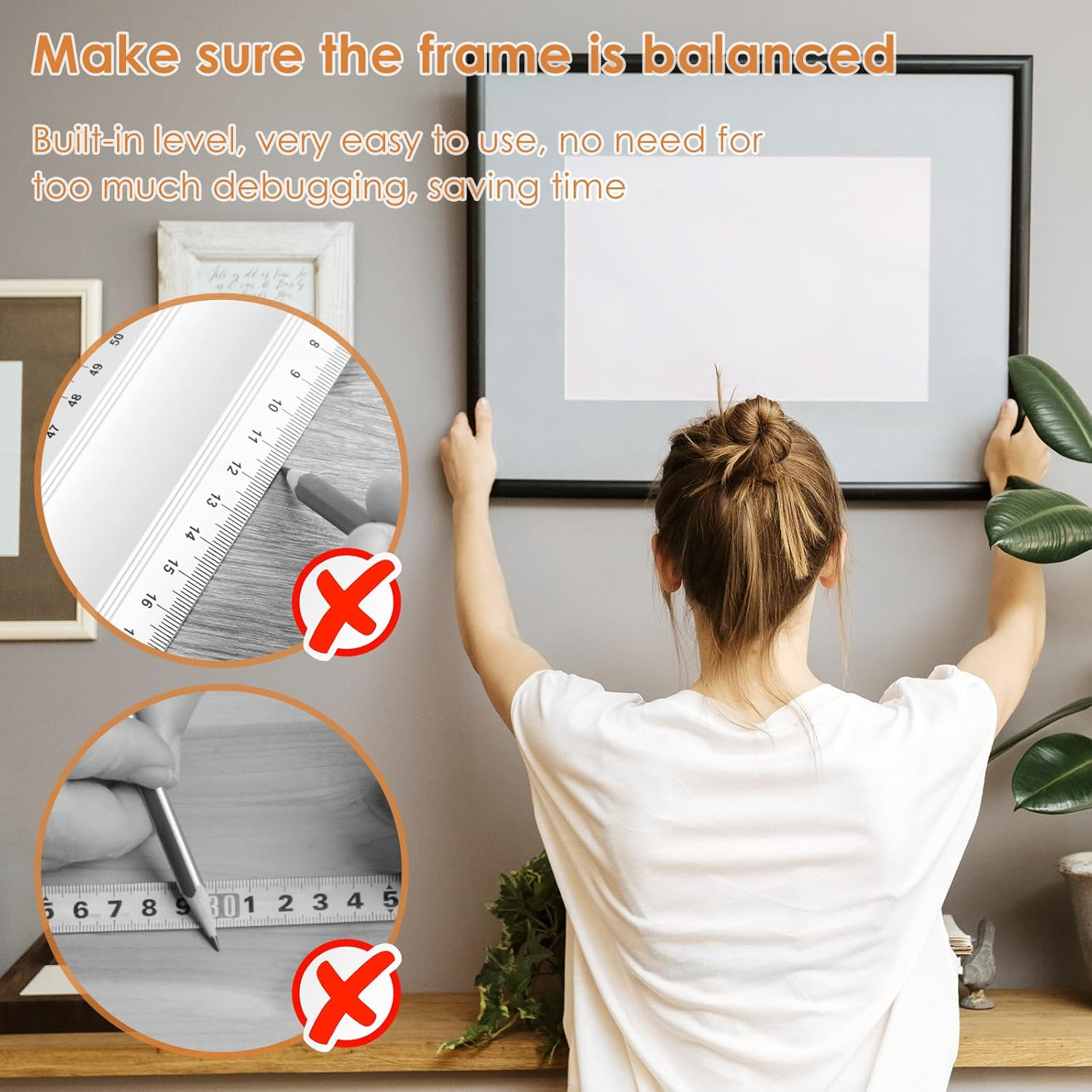 3Pcs Picture Hanging Tool High Precision Picture Frame Level Ruler Portable Frame Hanging Hardware Bubble Level Measuring Tool for Hanging Poster Cross Stitch Photo Frame image number 1