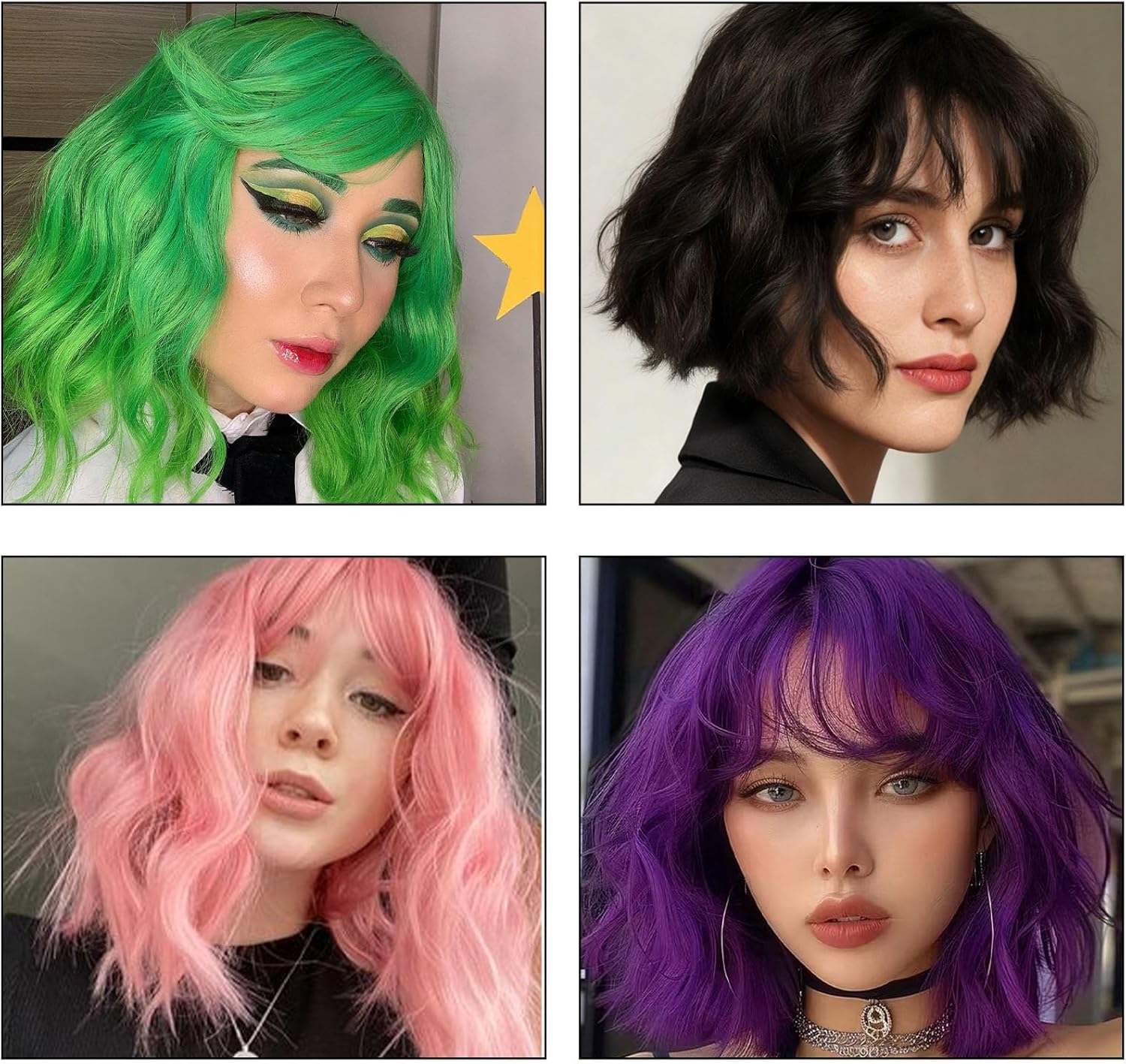 Luxiremi Blonde Wigs 12 Inch Short Shoulder Length Curly Wavy Bob with Fringe Synthetic Cosplay Wigs for Women Carnival