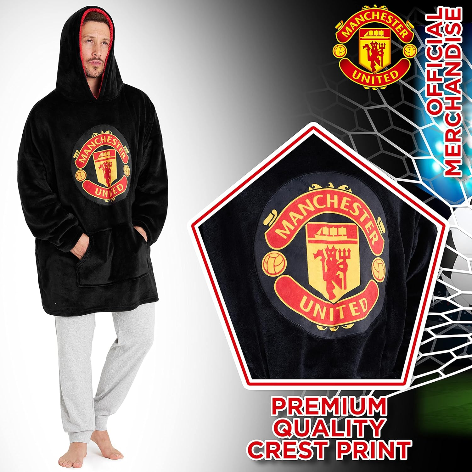 Manchester United F.C. Oversized Hoodie Blanket for Men, Man U Football Gifts image number 3