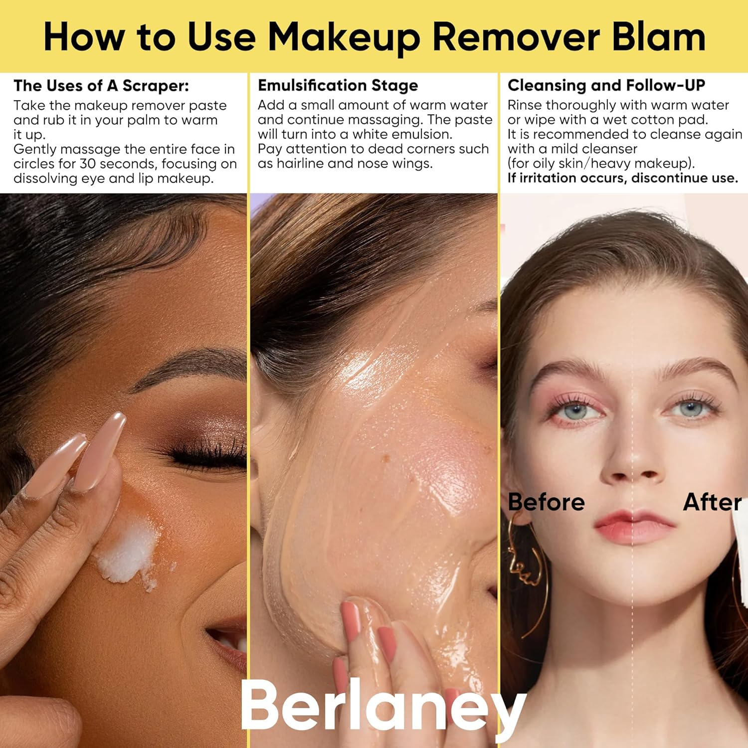 Berlaney Makeup Remover Balm, with Manuka Honey & Centella Asiatica, Soothing Cleansing Balm with Beef Tallow for Dry, Sensitive Skin, Deep Cleanse & Moisturize, 3.53 Oz image number 1