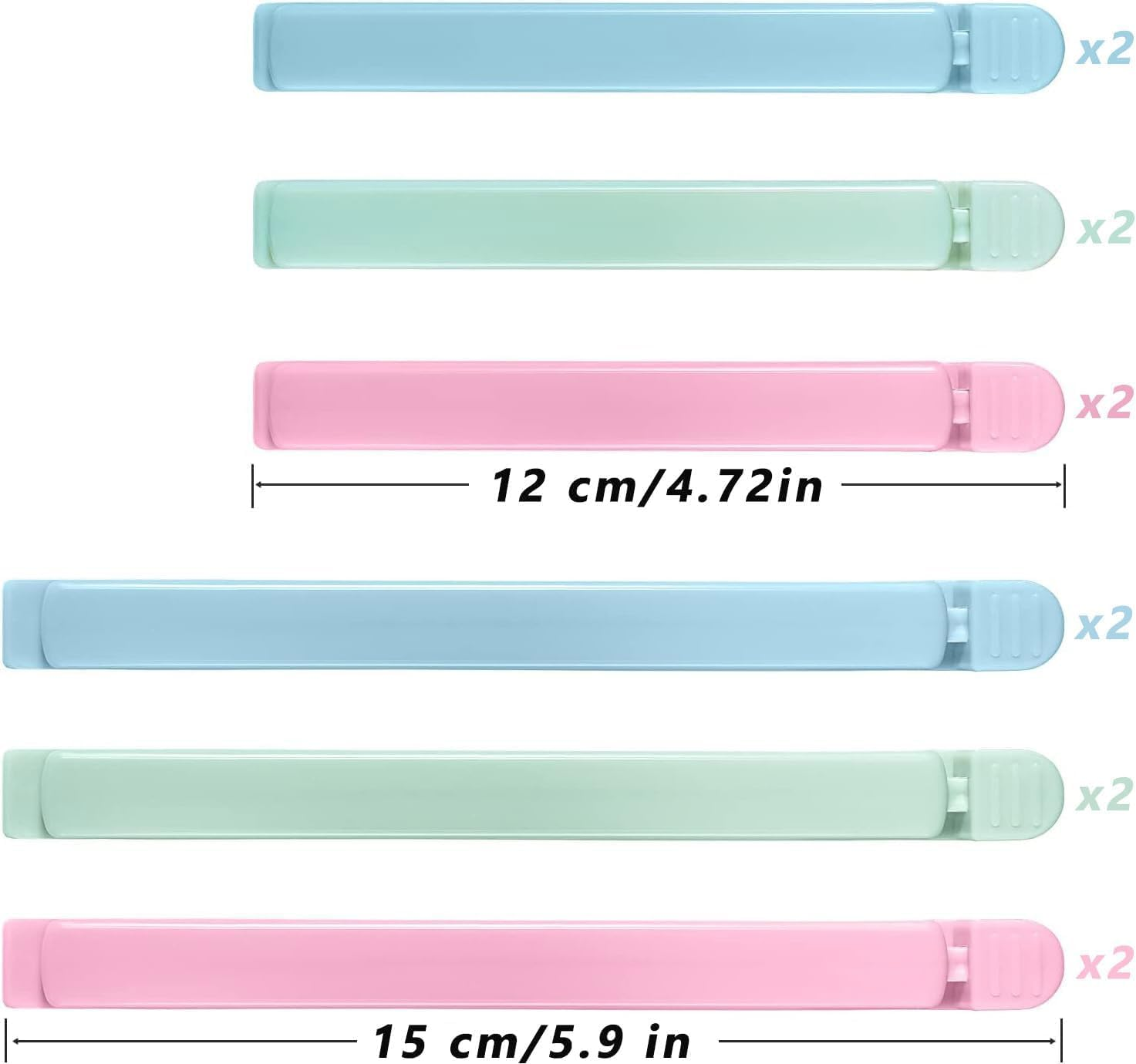 12 Pcs Bag Sealing Clips for Food Package, Resealable Chip Clips Food Bag Sealers for Food Storage Snack Bags - Washable, Freeze-Resistant, and Microwave Safe(15 Cm, 12Cm) image number 2