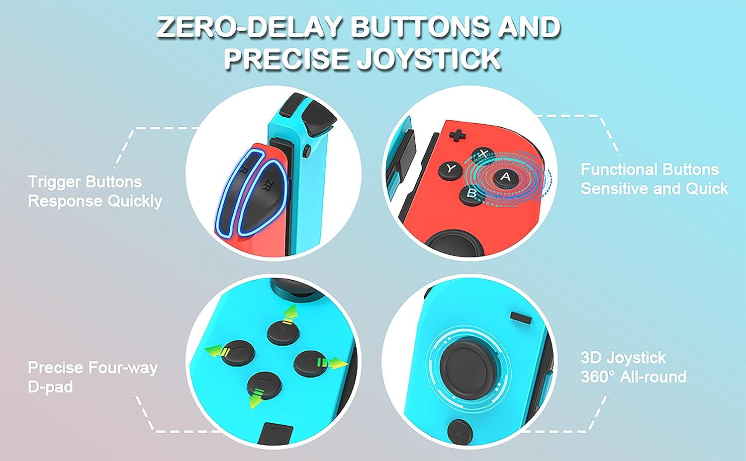 Costec Joy Con Controller for Nintendo Switch Replacement for Nintendo Switch Controller, Compatible with Switch, Wireless Left and Right Joy Con for Switch Nintendo Support Dual Vibration/Wake-Up/Screenshot, Joy Con Controller for Switch OLED Lite [Neon Blue/Neon Yellow]