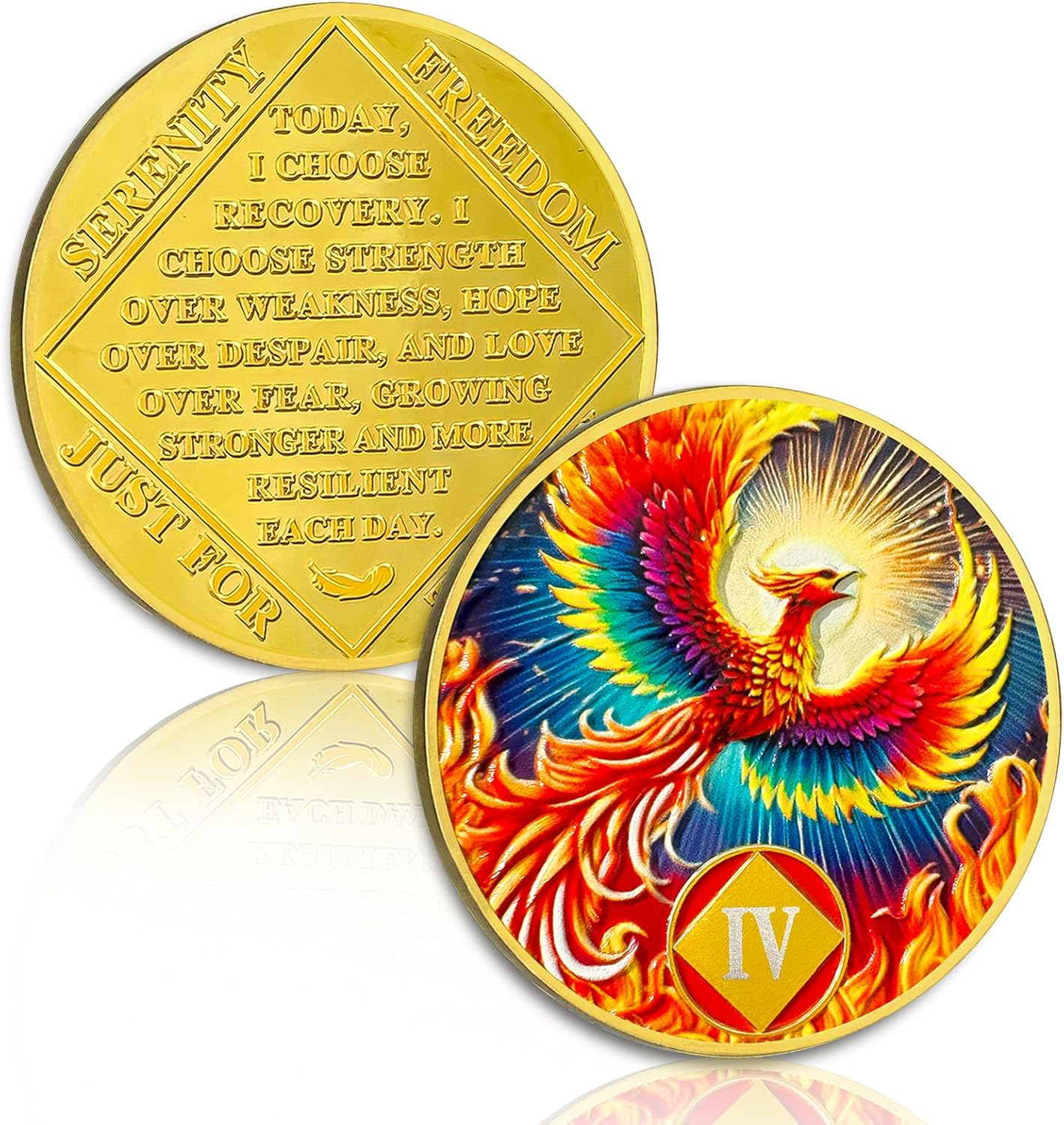 Phoenix of Light 4 Year Sobriety Coin Phoenix NA Sobriety Chip NA Chips and Medallion Narcotics Anonymous Chip AA NA Coin Recovery Chip Sobriety Gifts for Men Women Narcotics Anonymous Gift image number 3