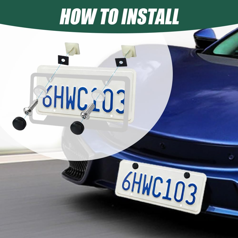 Anti Theft License Plate Screws Kits, Tamper Resistant Licence Plate Kit, 1/4"(M6) Security Screws, Rust Proof Stainless Steel Bolts Fasteners Kit for Front Rear Frame Holder Mounting