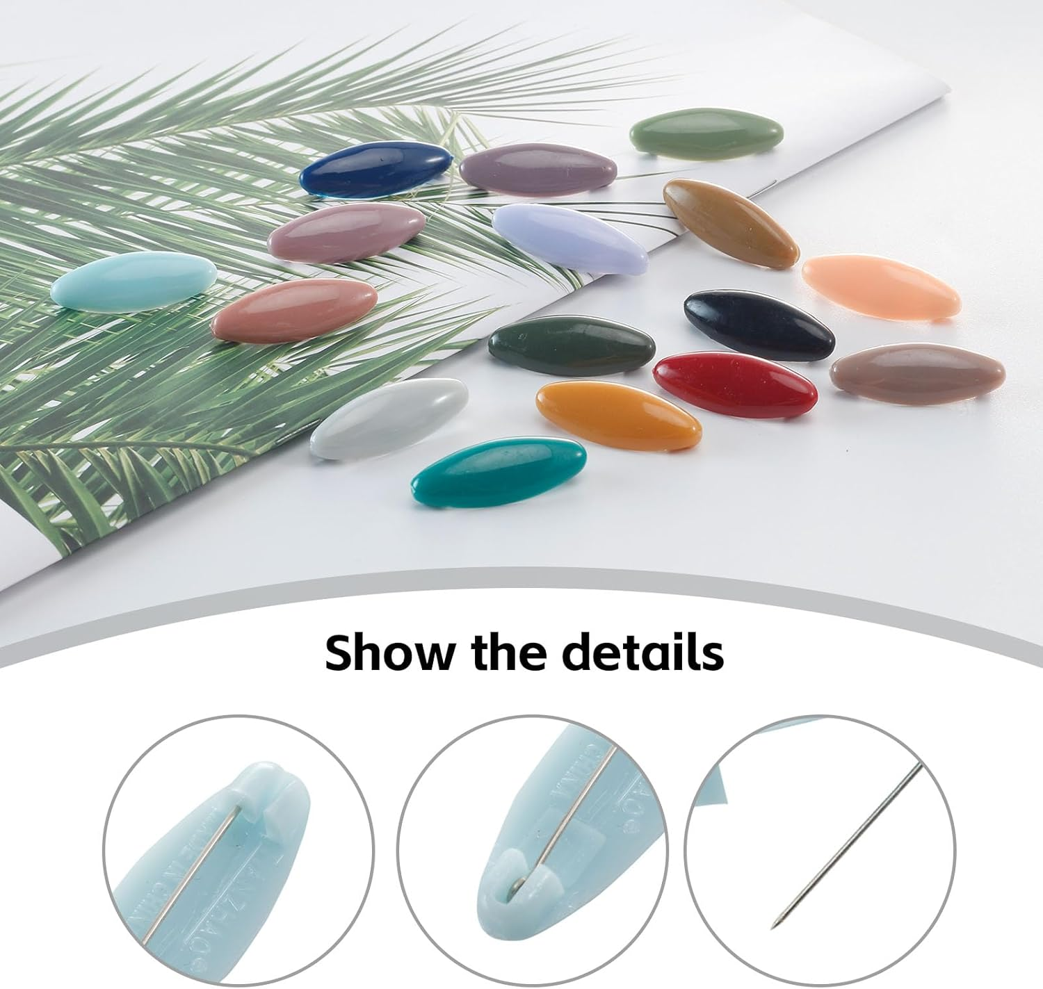 32 PCS Scarf Safety Pins Small Scarves Safety Pins Scarf Clips, Hijab Pins for Women Muslim Colorful Plastic Brooches, Headscarf Pins (Colorful) image number 5