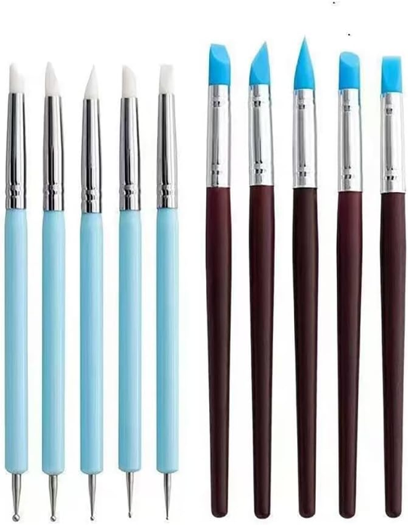 Silicone Clay Sculpting Tools 10 Piece Styling Dots for Rocks, Nails, Blending, Drawing Styling Dots Tools and Pottery Crafts DIY Crafts, Silicone Brushes, Sculpting Pottery (Silicone - 10 Pcs) image number 4