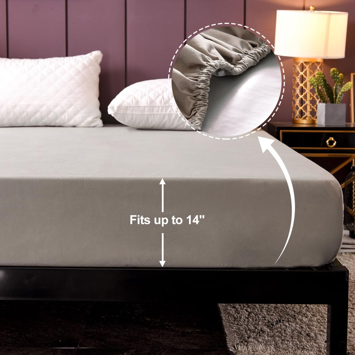 NTBED Waterproof Mattress Protector Cover Gray Deep Pocket Polyester Bed Mattress Pad Cover Solid Color Fitted Sheet (80&rdquo; X 78&rdquo; (Grey, King)