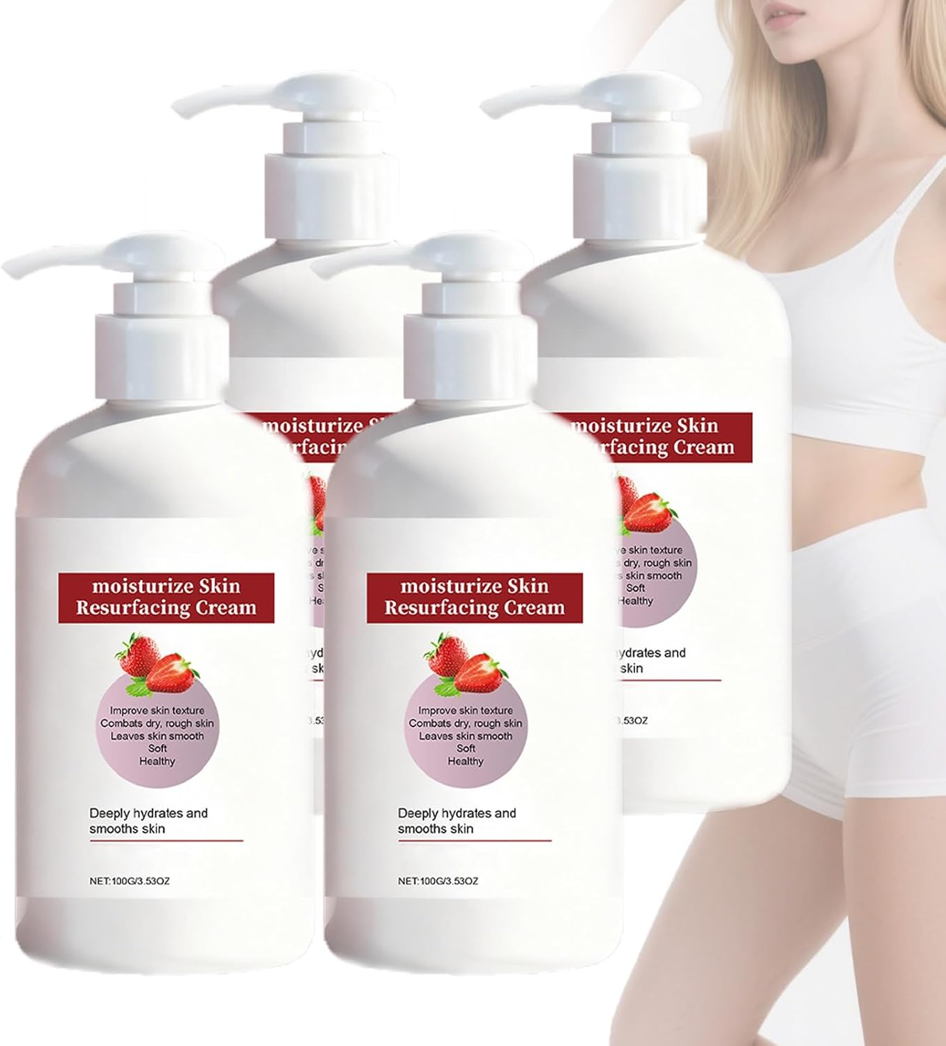 Strawberry Skin Resurfacing Cream, Strawberry Body Lotion for Dry Skin, Strawb/Erry Brightening Cream, Moisturizing Bumpy Sk/In There, Reduce Uneven Texture, Silky and Smooth S/Kin Effect (1 PCS)