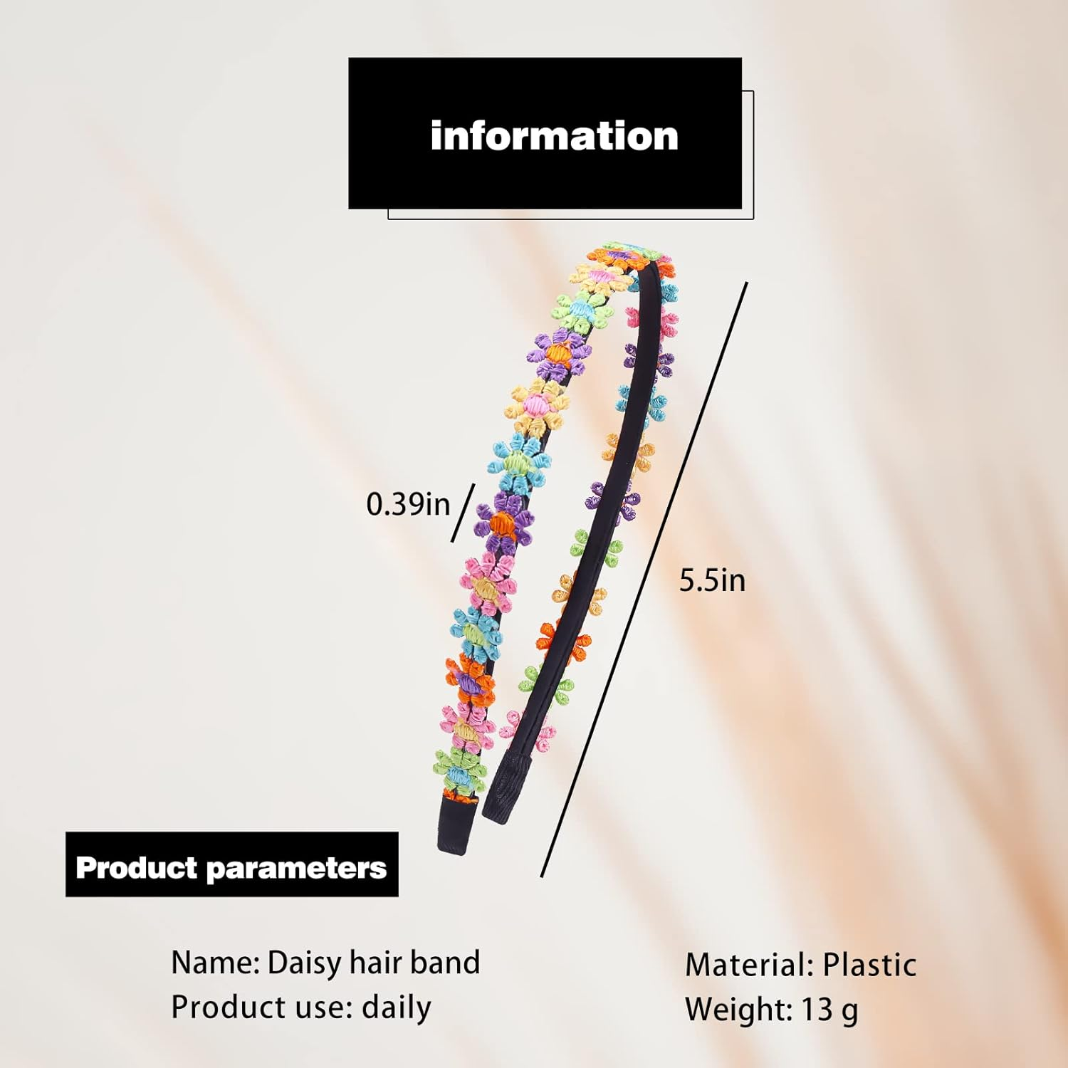 Hair Bands Girls Headbands Flowers, Daisy Flower Headband, Hair Bands for Girls, Colourful Daisy Headbands, Cute and Cute Decoration, Sequin Headbands (Pack of 9) image number 4