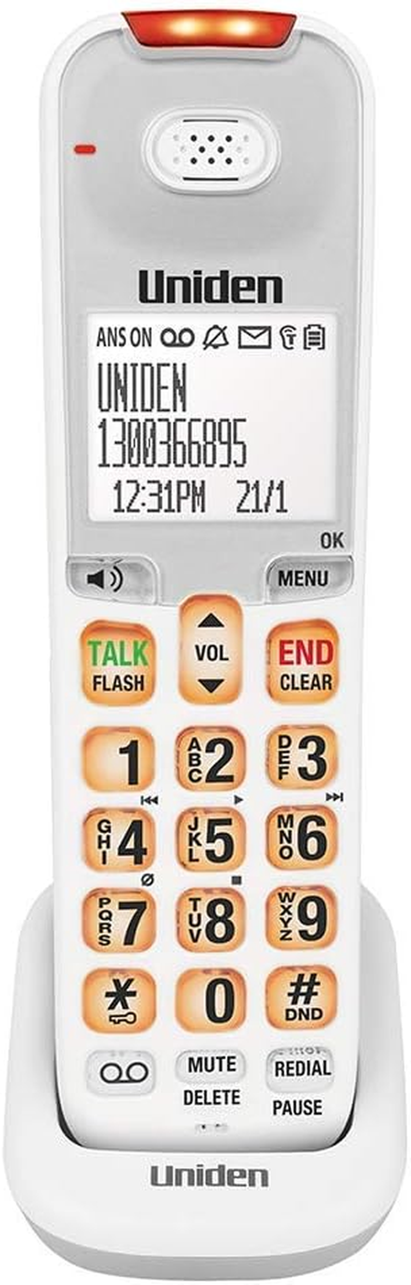 UNIDEN SSE45+1 WHITE SIGHT & SOUND ENHANCED CORDLESS PHONE SYSTEM image number 1