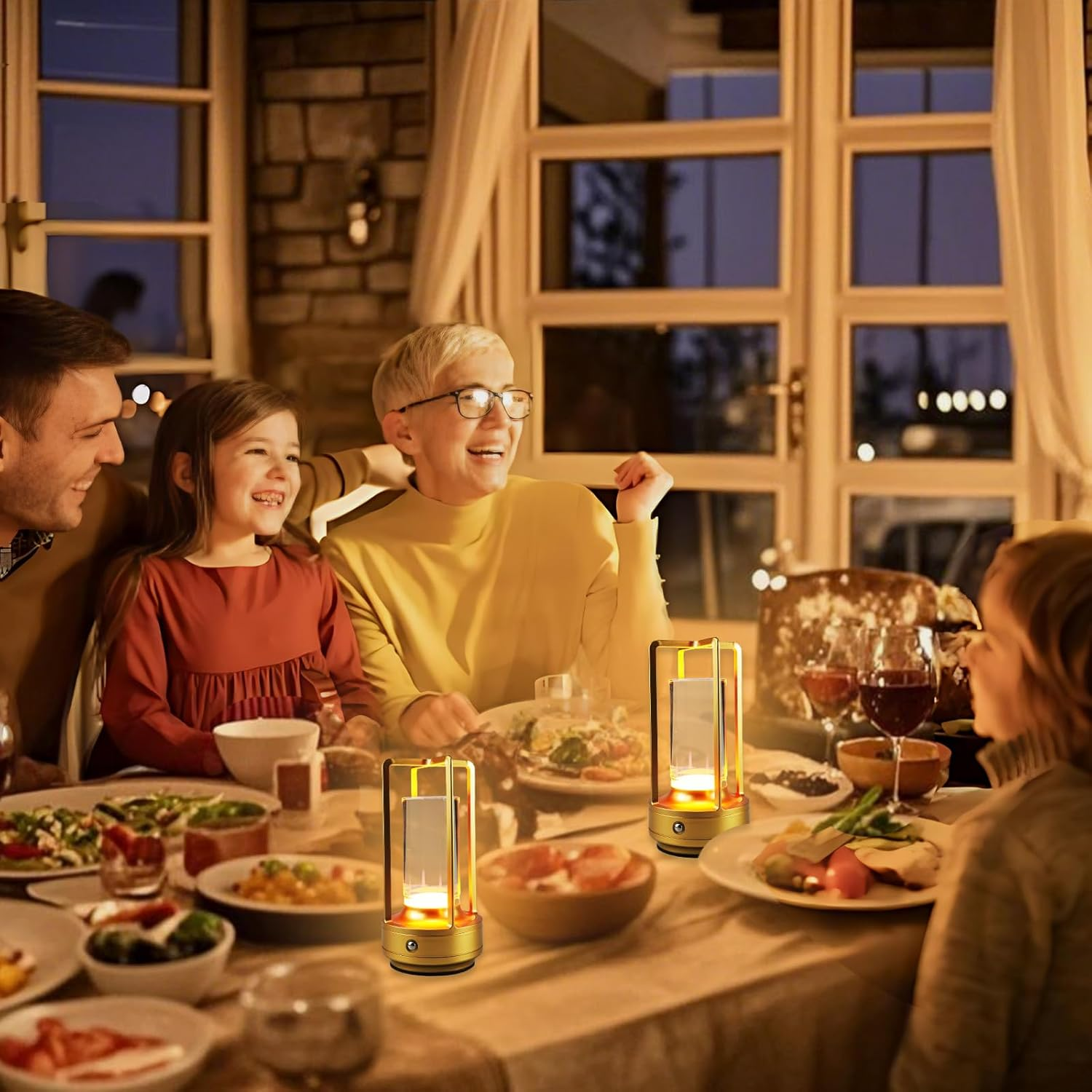 Small Table Lamp Rechargeable Table Lamp Cordless, 3 Color | Crystal | Stepless Dimming, for Dining Room, Living Room, Bar, Cafe, Restaurant, Patio, Camping (Gold) image number 1