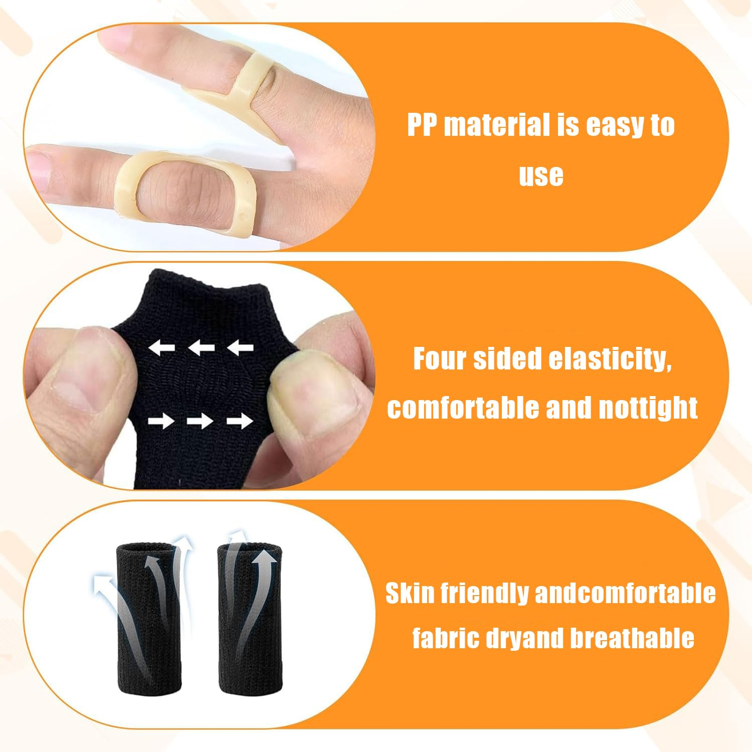 10Pcs Trigger Finger Splint, Thumb Splint, Thumb Brace, 5Pcs Oval Finger Splint and 5Pcs Sleeves, Finger Kit for Trigger/Mallet/Arthritis, Suitable for All Finger (Size 5/6/7/8/9) image number 2