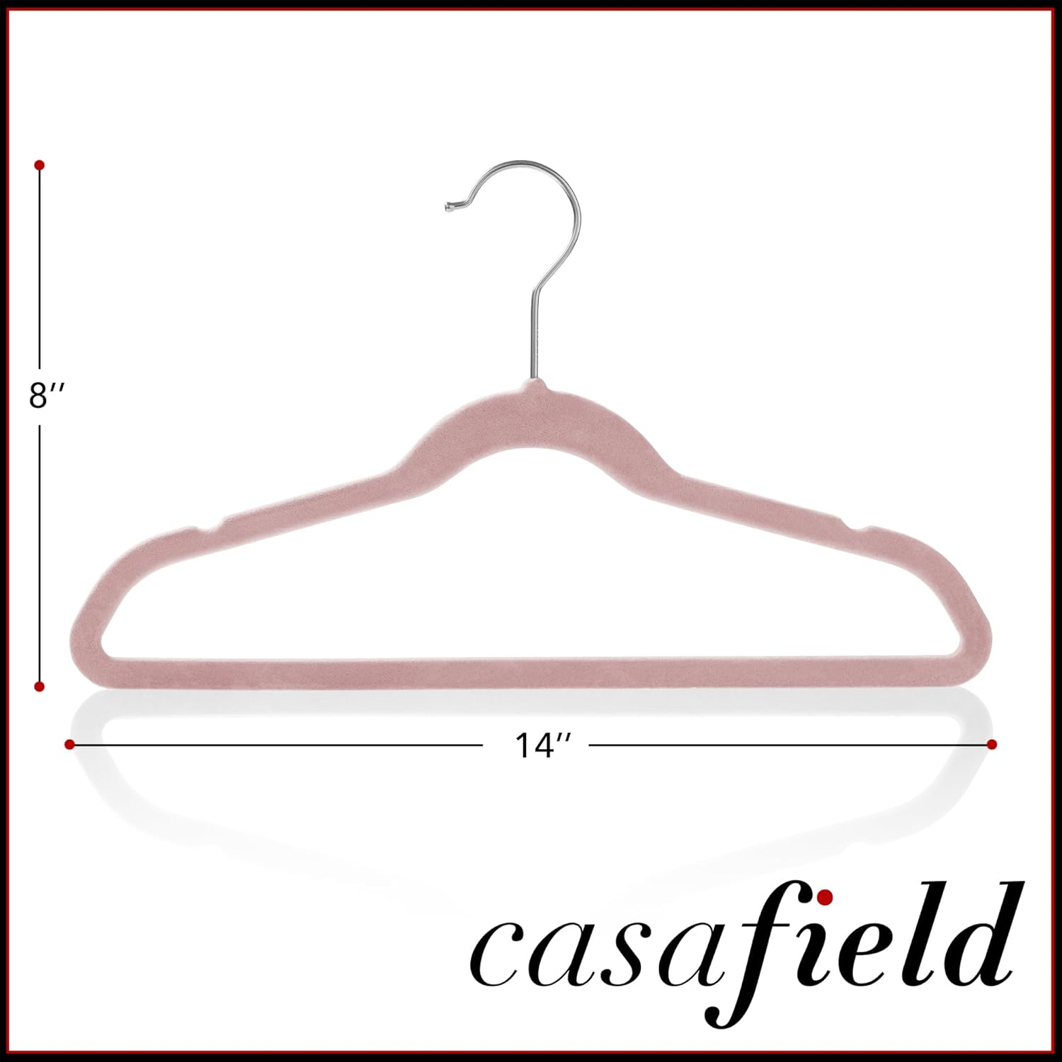 Casafield 50 Velvet Kid'S Hangers - 14" Size for Children'S Clothes - Light Pink image number 1