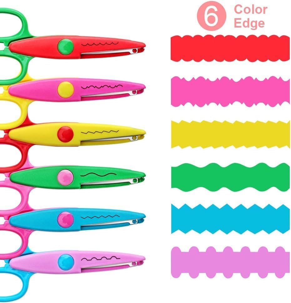 HENWUBEI Decorative Paper Edge Scissor Set &ndash;5'' Colorful Paper Edger Scissors Great Forteachers, Crafts, Scrapbooking, DIY Projects and Crafts, Set of 6 (5Inch) image number 4