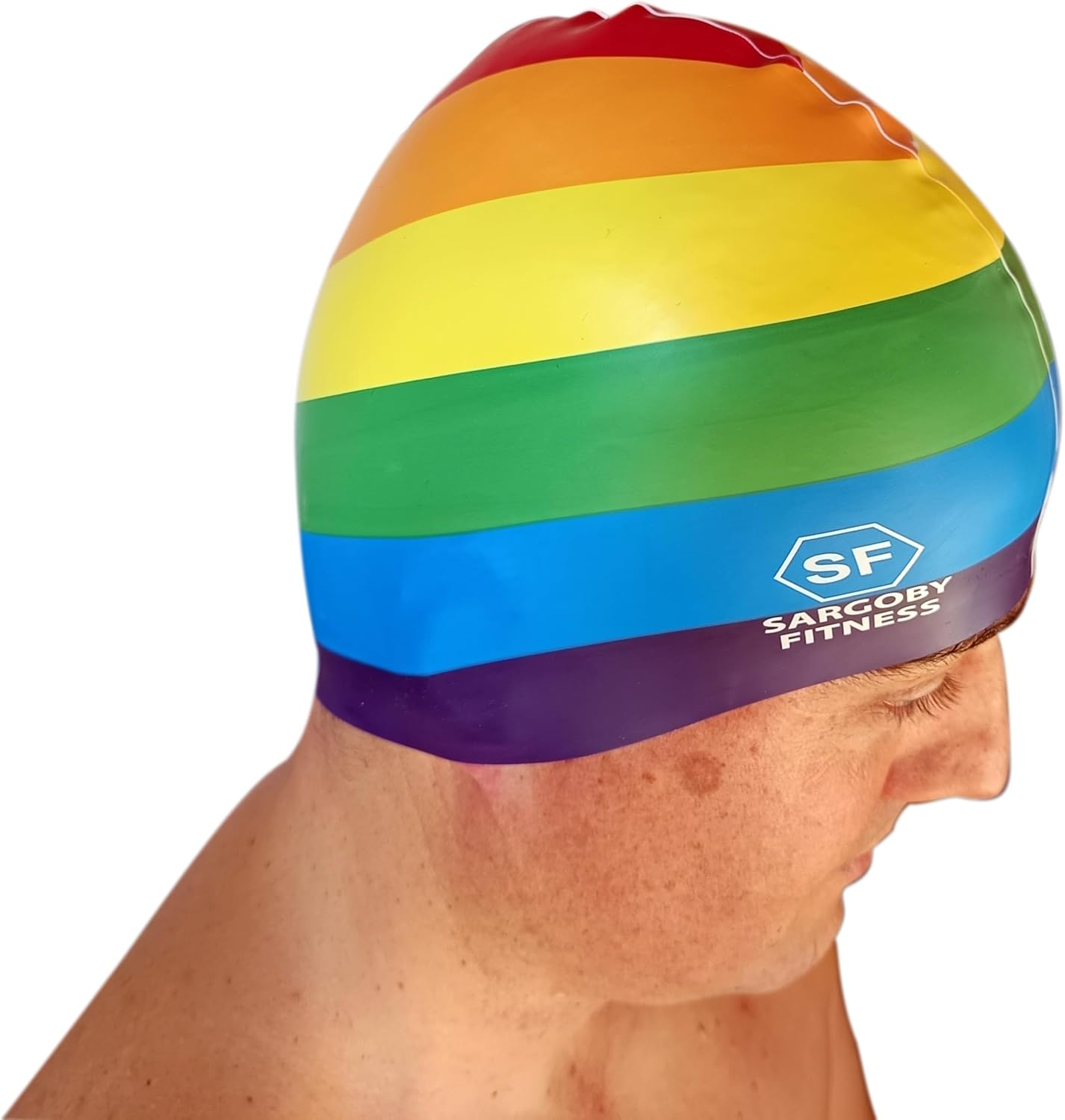 Sargoby Fitness Rainbow Swim Cap Adult Standard Size Designed for Competitive Swimmer or Recreational Swimmer Looking for More Speed image number 3