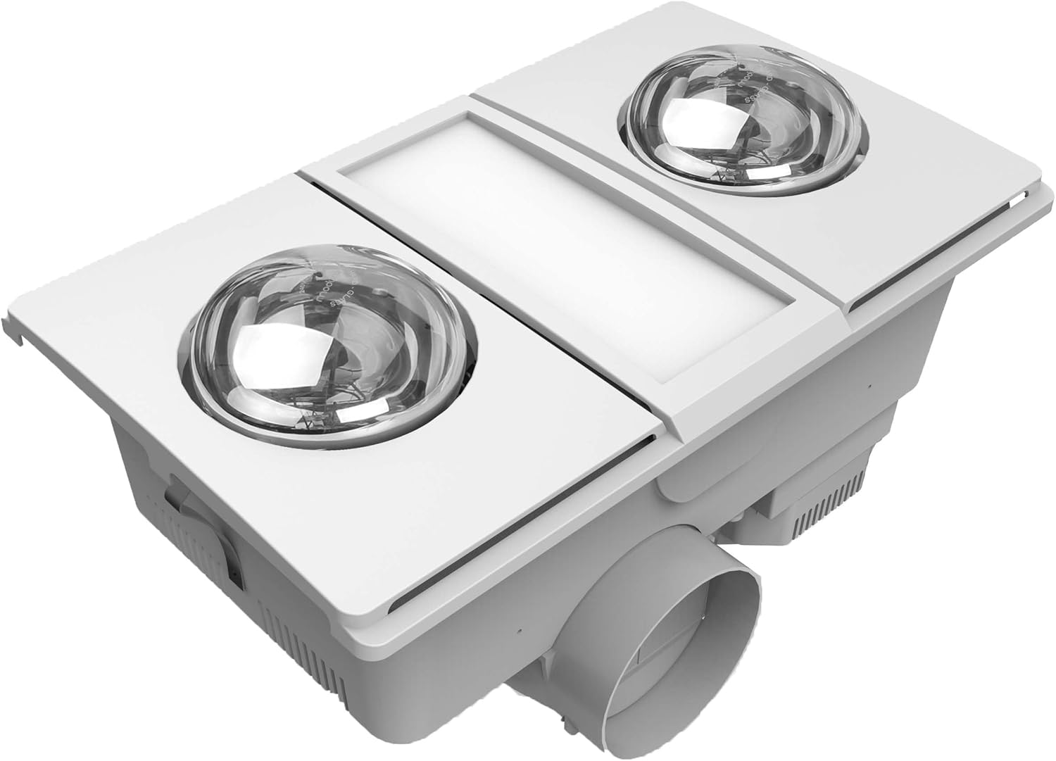 Modura Alllux2 Bathroom 3-In-1 Heater Fan Exhaust 16W Tricolour LED Panel 2X275W Infrared Instant Heat (White)