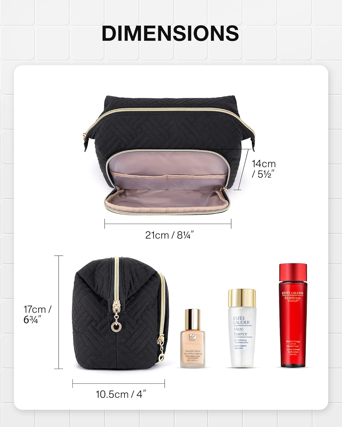 Bagsmart Makeup Bag Cosmetic Pouch, Black image number 6