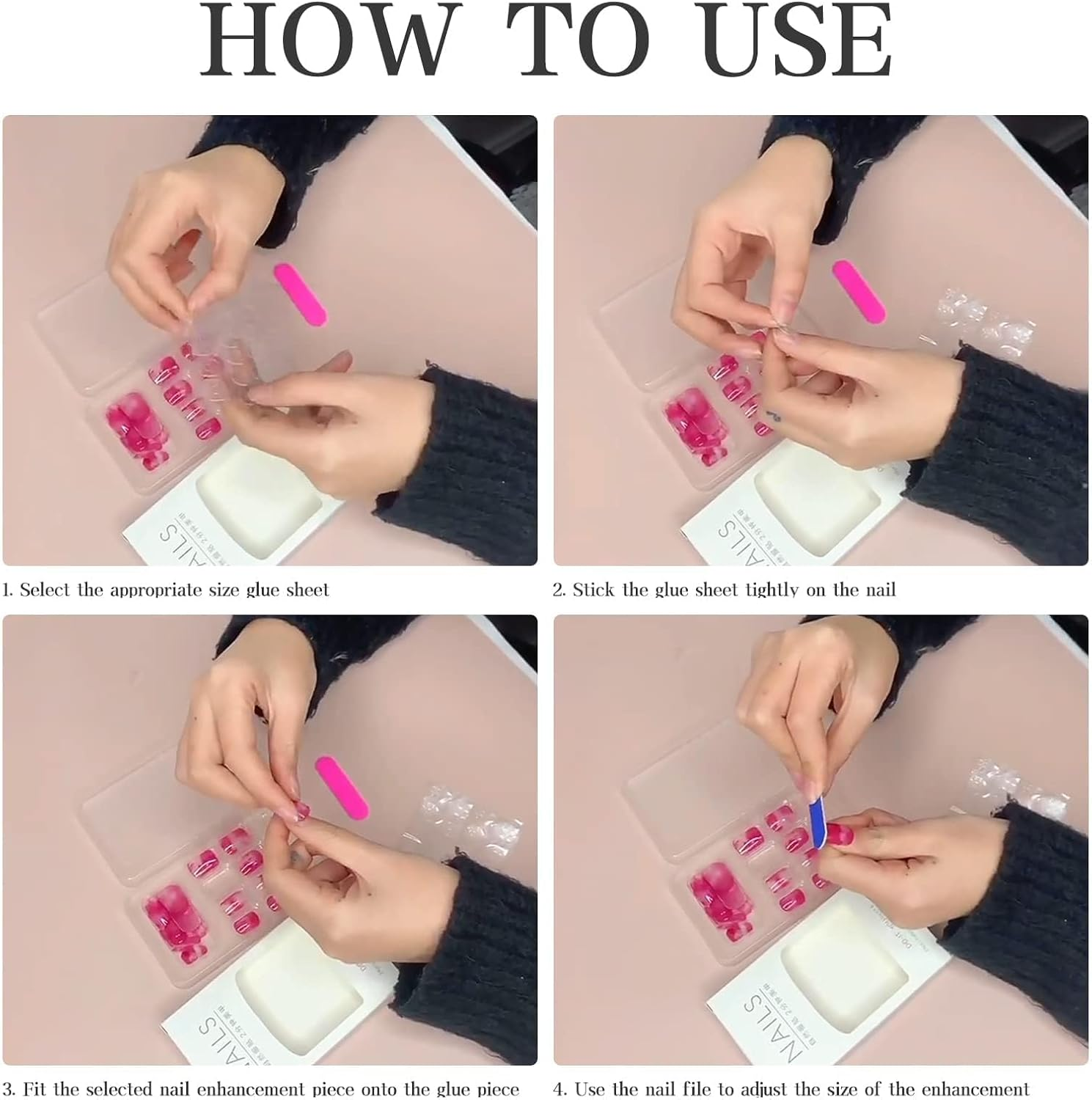 24 Pieces French Press on Nails Short Square Artificial Nails Pink Ombre Glitter Gold Fingernails for Sticking White Flower Glue Nails Set Acrylic Nail Tips Women Spring Summer Nail Accessories image number 6