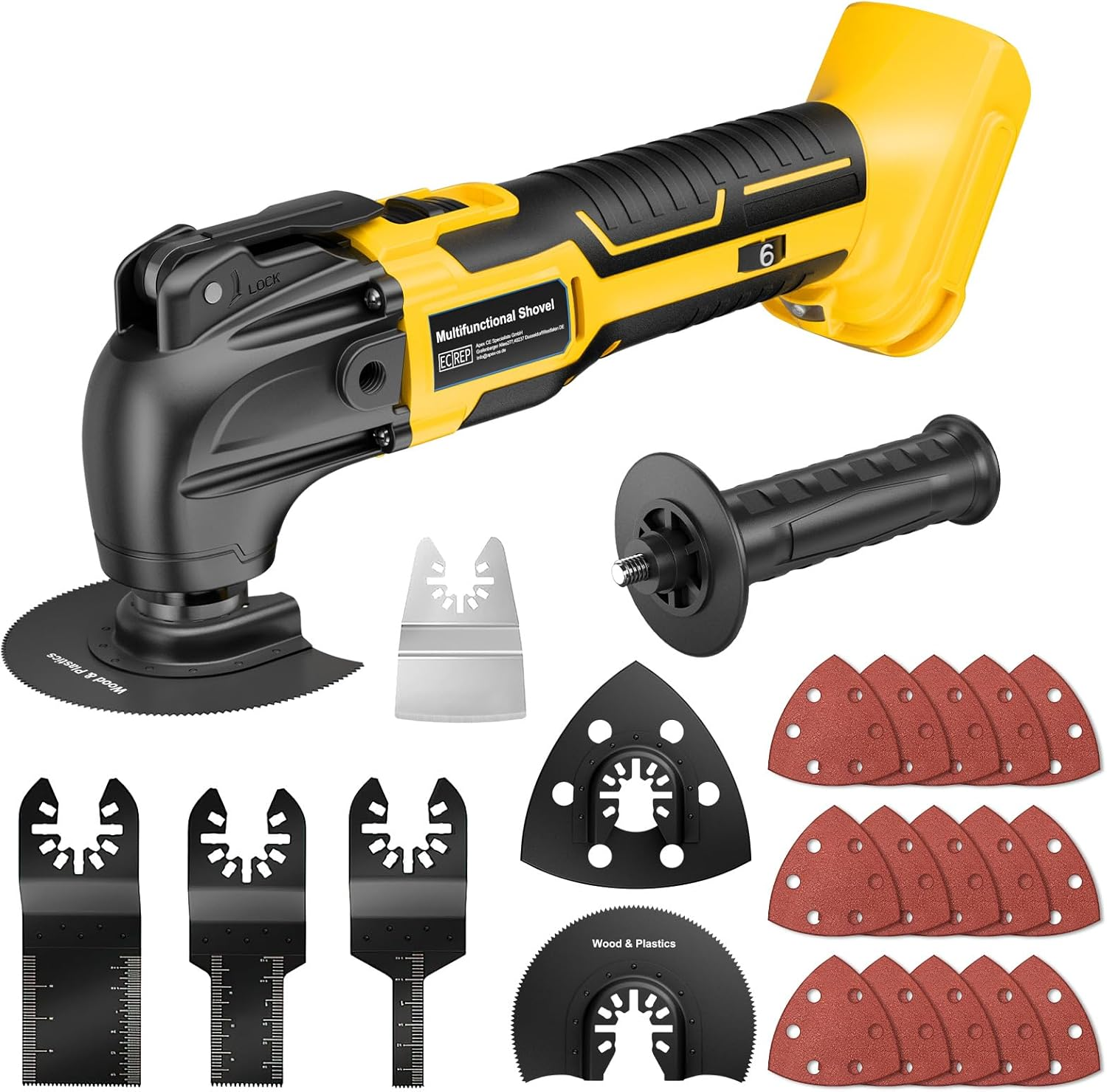 Battery Oscillating Multi Tool for Dewalt 18V 20V Battery (Without Battery) Brushless Oscillating Tool Set with 6 Variable Speeds Tool Removal Tool Scrape Tool with 23 Accessories image number 1