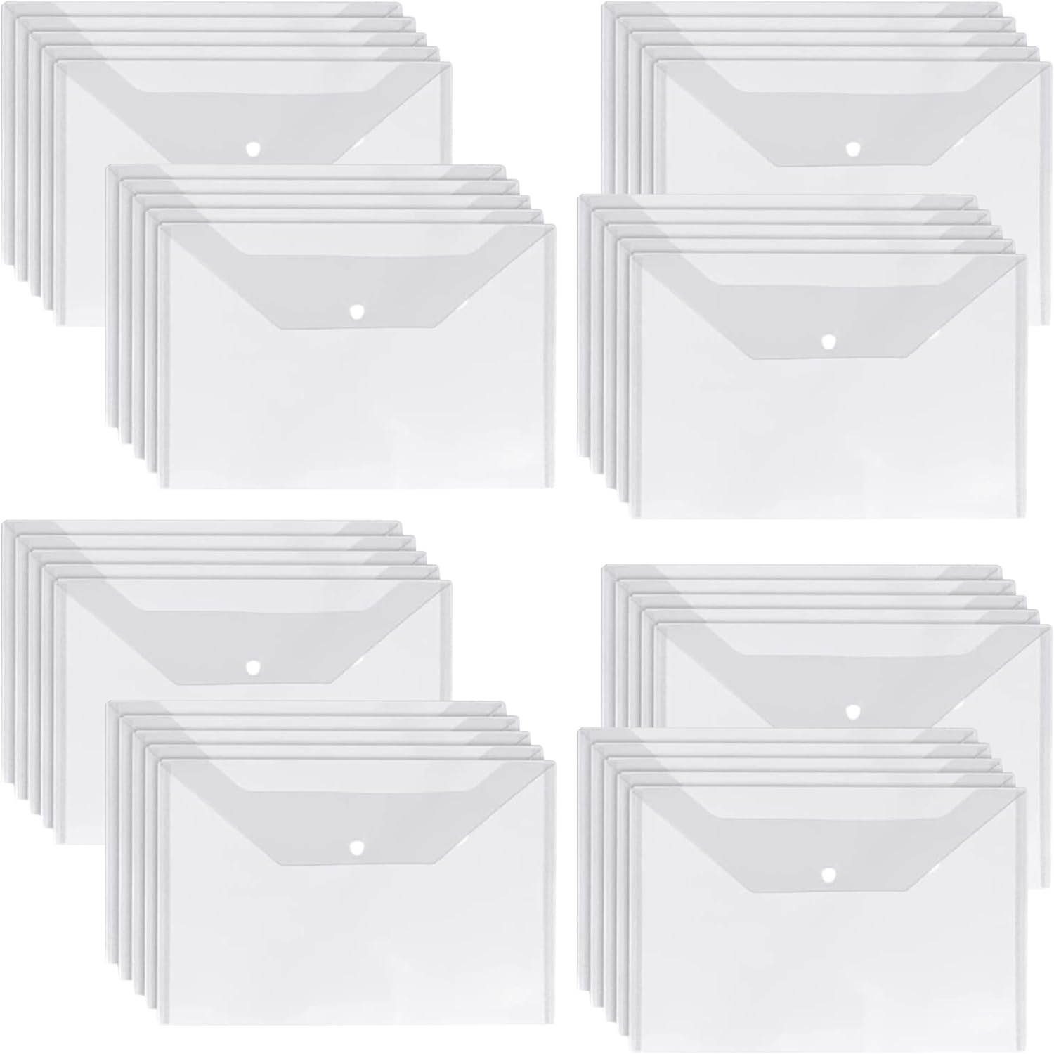 40 Pcs A4 Document Envelope Folders, Clear Letter Size Folders, Snap Closure File Bags, Waterproof Plastic Document Stationery, Envelope Document Organizers Folder for School Home Office Supplies (40)