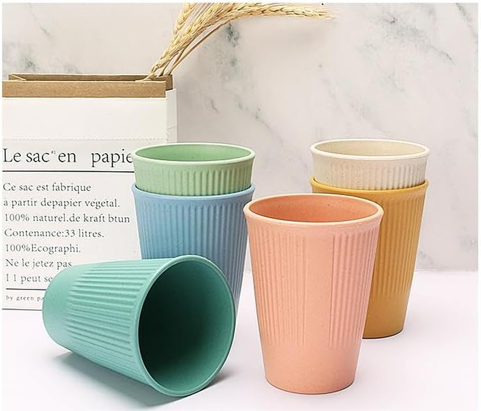Plastic Cups, 6 Wheat Straw Cups, BPA Free, 12 Ounce Unbreakable Children'S Cup, Kitchen Glass Cup, Durable Drinking Cup, Reusable Small Water Cup, Dishwasher and Microwave Safe image number 6