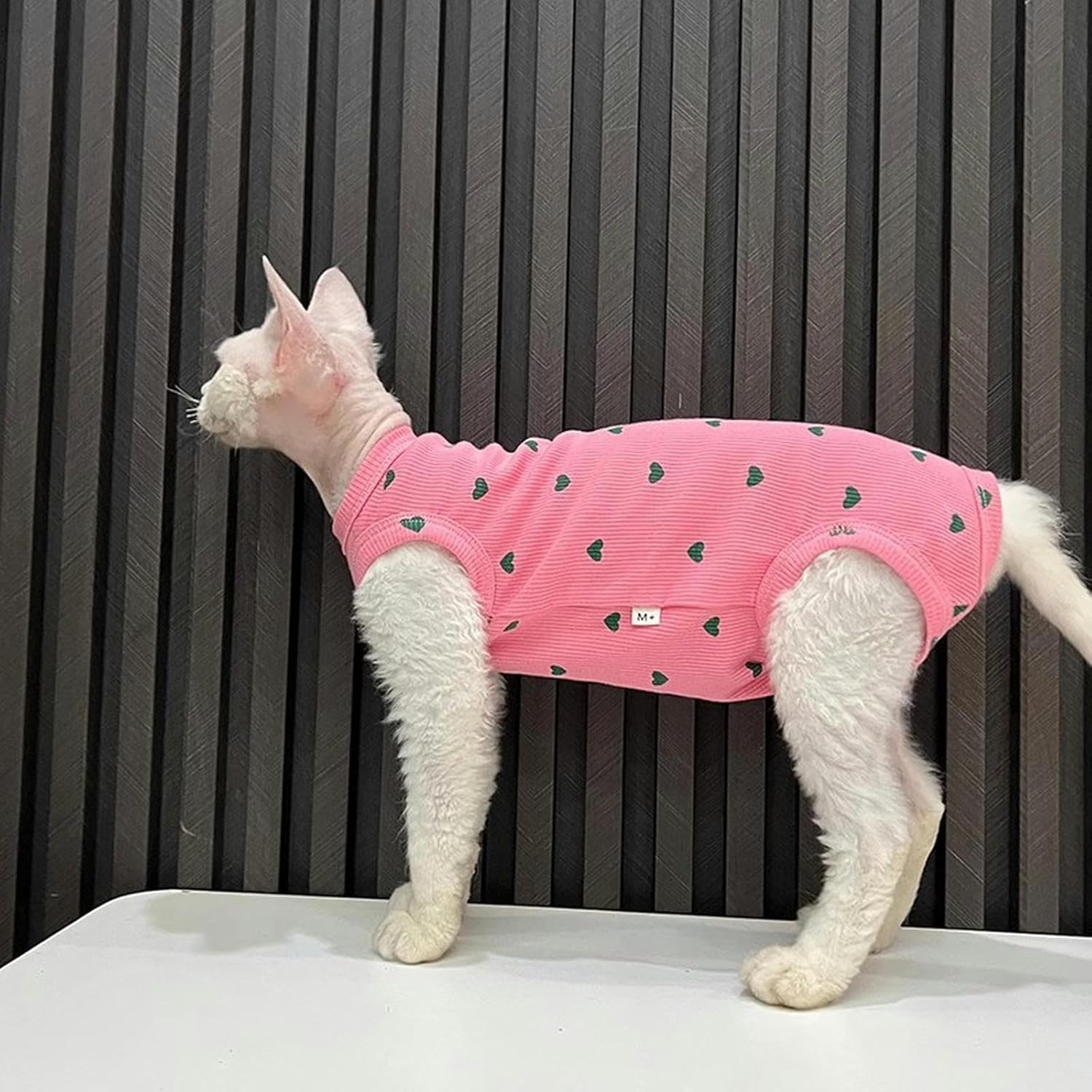 IUOUTG 2 Pieces Sphynx Cat Clothes Cotton Soft Hairless Cats Breathable Kitten Clothes with Sleeveless Cute Girl Cat Pajamas Jumpsuit Cat Apparel Vest for Cornish Rex, Devon Rex image number 2
