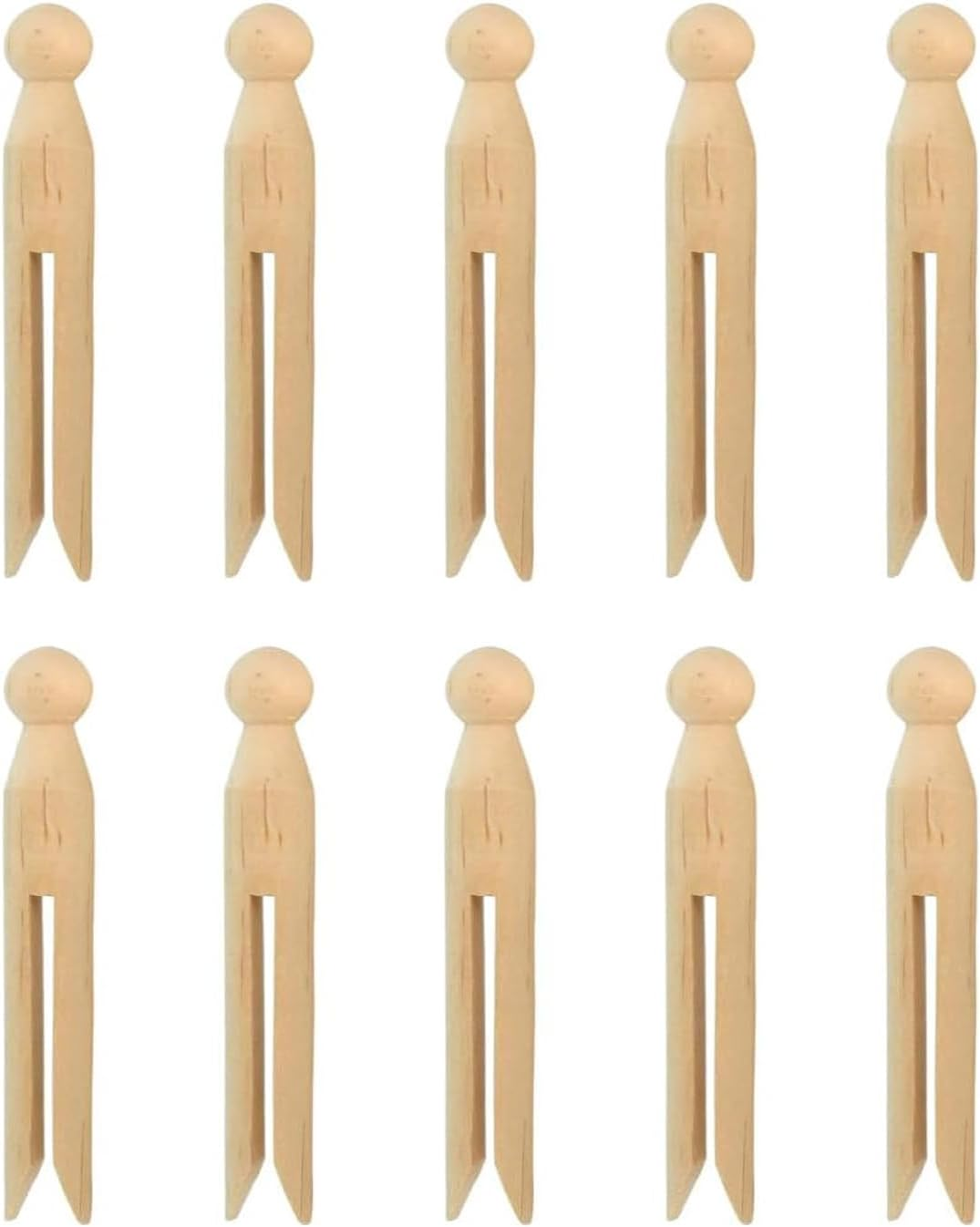 Lexziuo 10PCS Wooden Clothespin Dolls - Unpainted DIY Craft Peg Dolls for Wedding Cake Toppers, Baby Showers, Unique Home Decor & Keepsakes image number 6