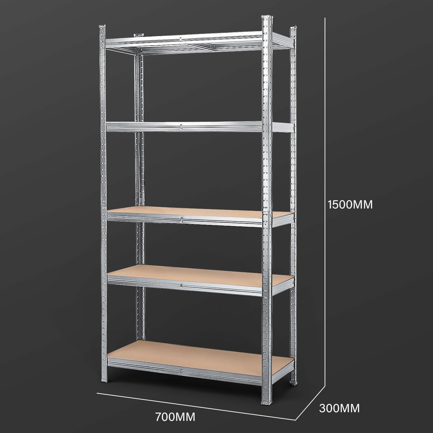 Masterspec 5-Tier Garage Shelving 1500X700X300Mm Warehouse Rack Shelf Unit Storage Rack Pallet Racking Garage Shelves Industrial Commercial Shelving Display Heavy Duty Steel Rack Storage Racking image number 2