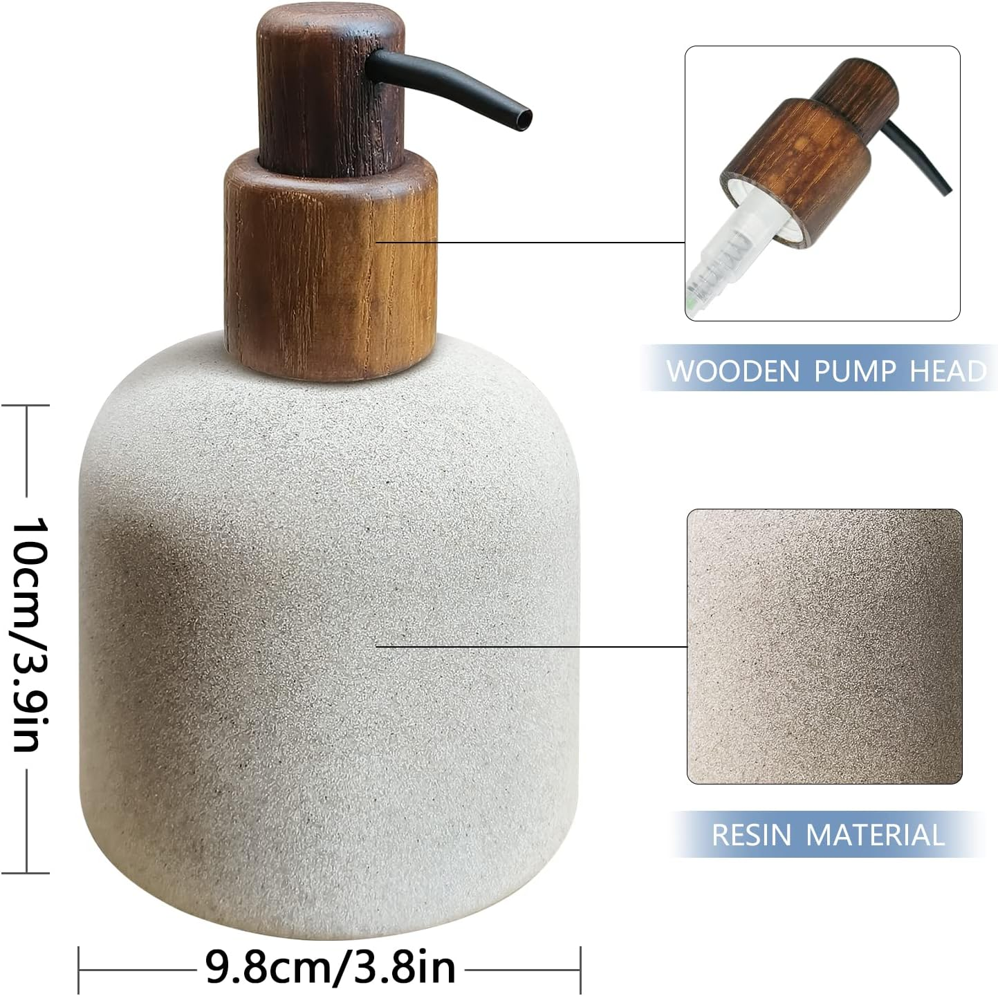Asashizen 250Ml Japanese Style Resin Soap Bottle Dispenser Bathroom, Easy to Fill Washing up for Kitchen Sink, Refillable Shampoo and Conditioner Liquid Dispenser Bottles with Wooden Pump image number 5