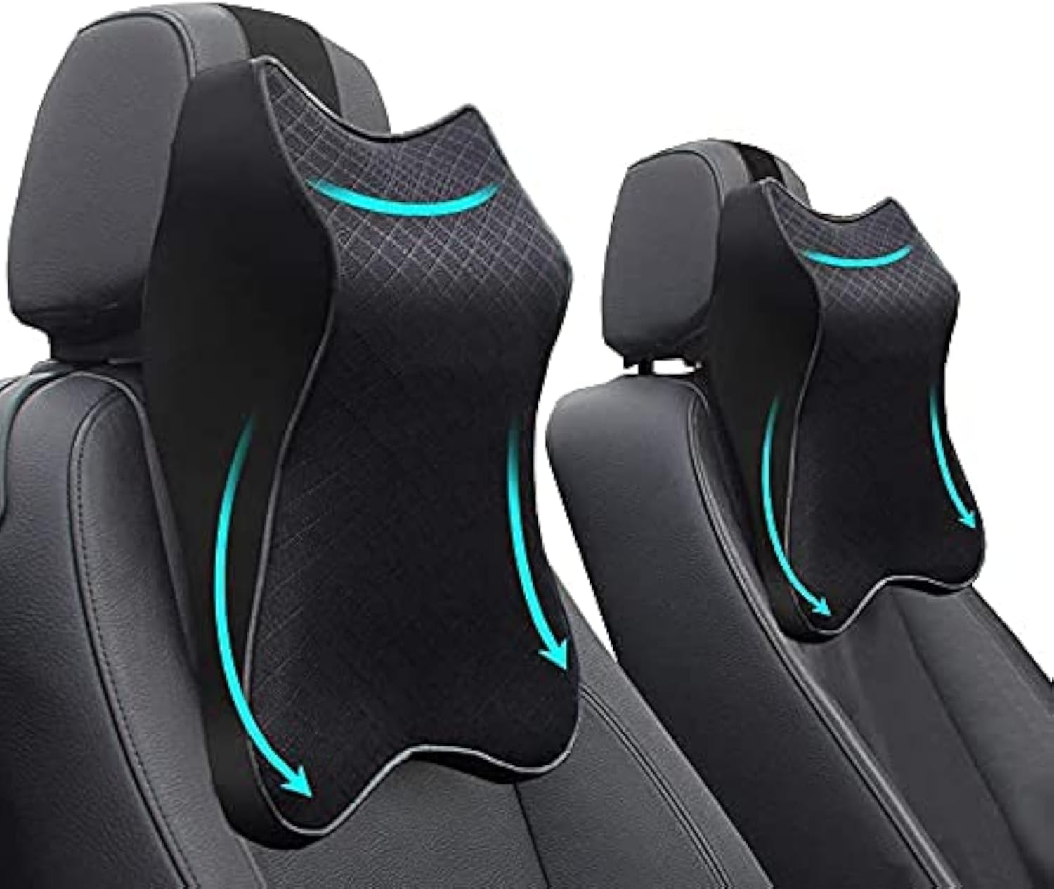 SEAHOME Car Seat Headrest Neck Rest Cushion - Ergonomic Car Neck Pillow Durable 100% Pure Memory Foam Carseat Neck Support - Comfty Car Seat Back Pillows for Neck/Back Pain Relief (Black 2Pcs) image number 2