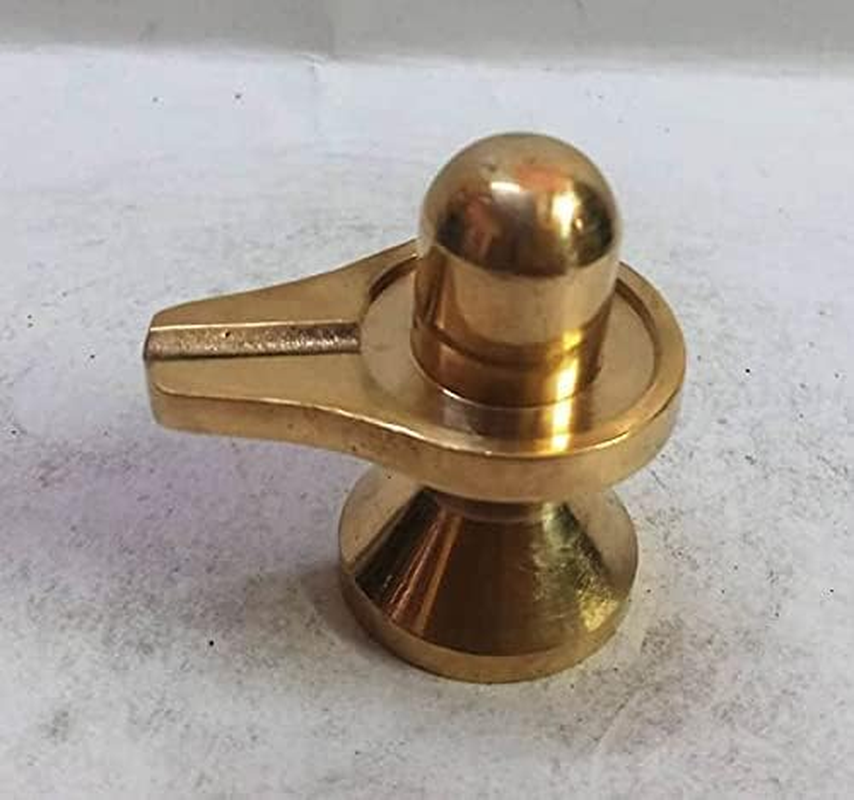 Brass Shiva Lingam Statue 1.5" Inch | 110G Small Shivling Idol for Puja | Lord Shankar Ling Decorative Deity Figurine for Home Temple Office Decor | Hindu God Brass Murti Gift & Vastu Showpiece image number 3