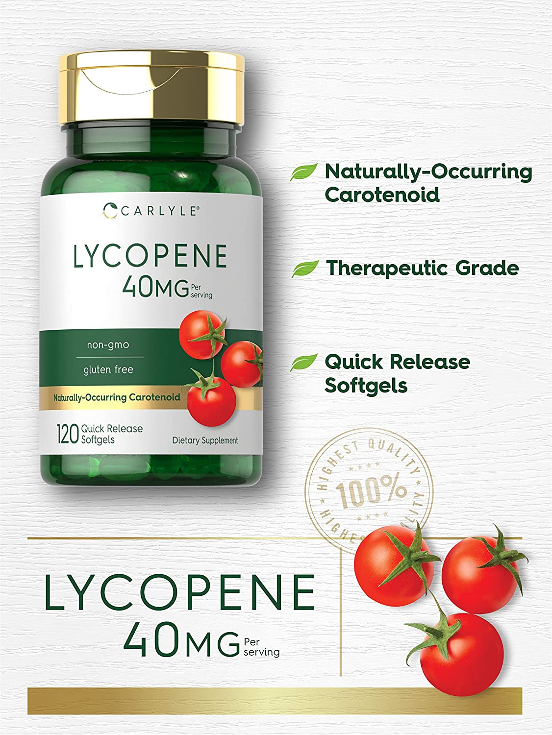 Lycopene | 40Mg | 120 Softgels | Non-Gmo & Gluten Free Supplement | by Carlyle image number 4