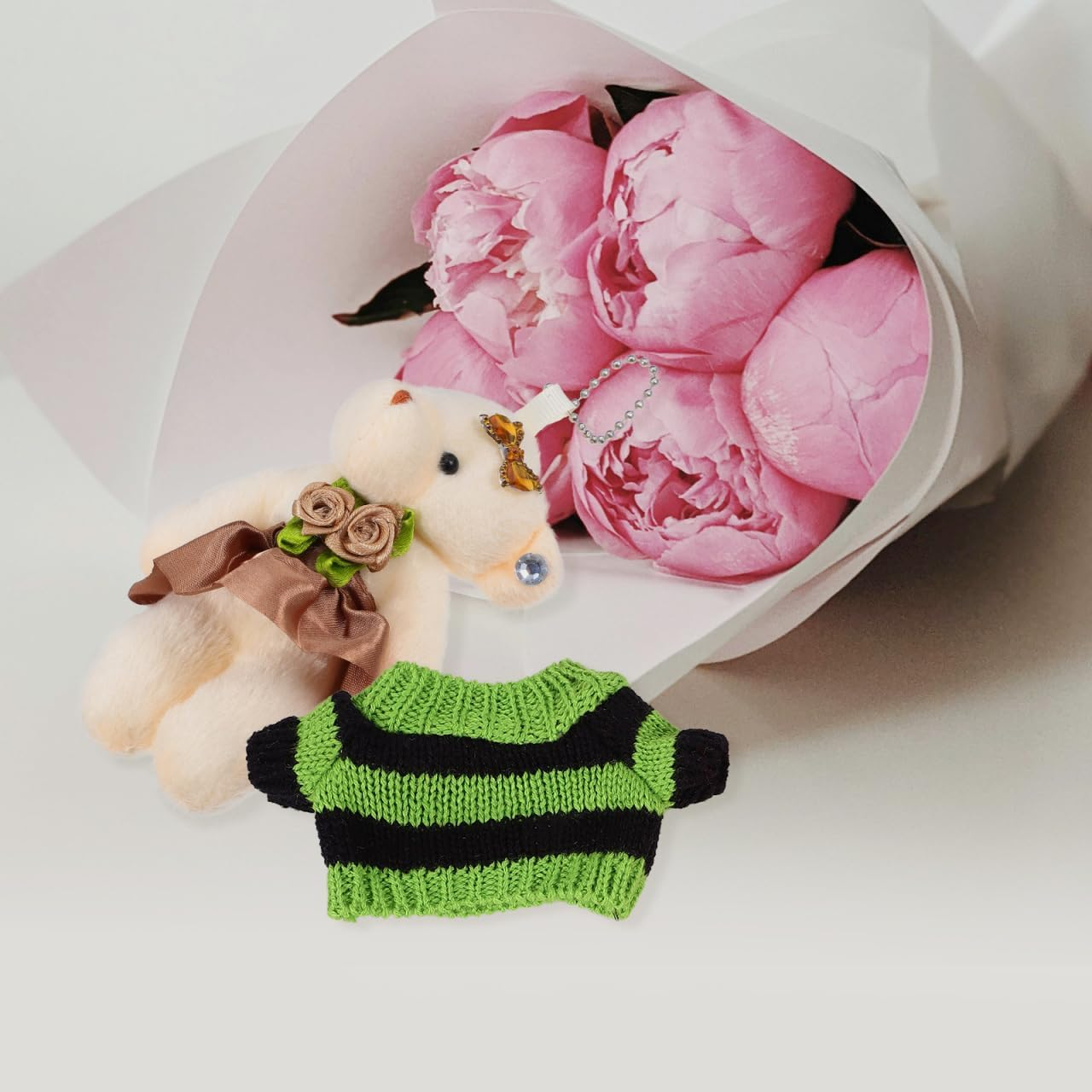 HEMOTON Figure Accessories 3Pcs Doll Sweater Set for Boys and Girls Stuffed Animal Clothes Bear Costumes Delicate Doll Decor Reusable image number 2