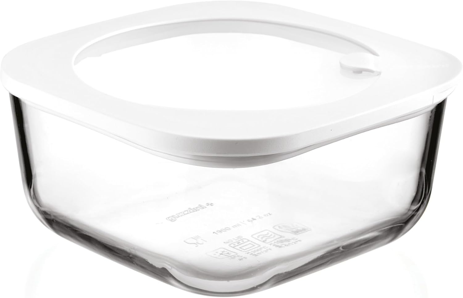 GUZZINI 11330211-CN Leakproof Glass Container, 1900 CC, White, 4P