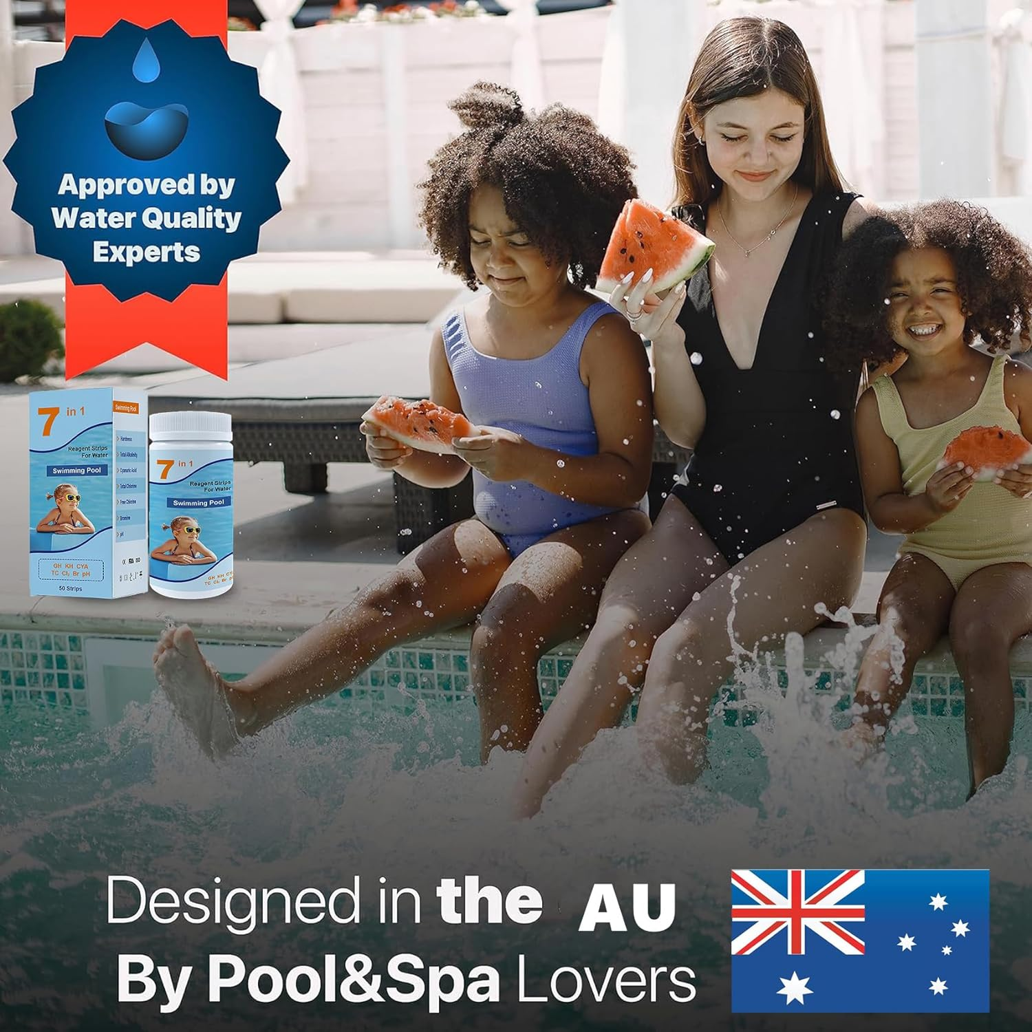 Pool and Spa Test Strips, 7 in 1 Quick Super Accurate Swimming 100 Strips Pool Test Kit - Hot Tub Test Strips & Pool Water Testing Strips for Ph Chlorine Bromine Hardness Alkalinity Cyanuric Acid image number 1