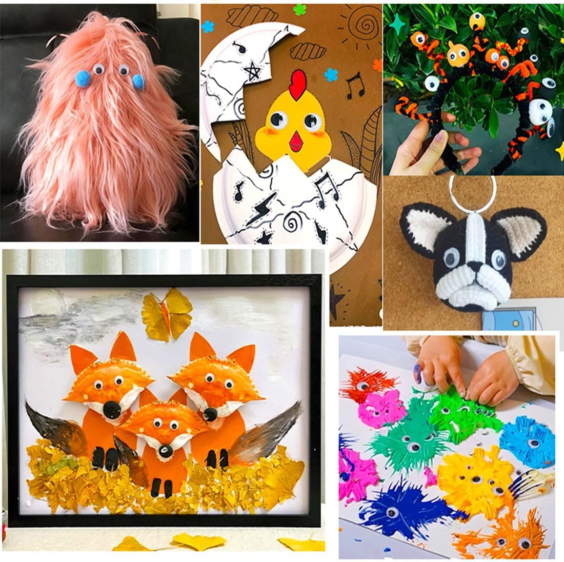 1280 Pack Wiggle Googly Eyes for Crafts - Self Adhesive Black White Plastic Eyes, Mixed Assorted Sizes Sticker for DIY Crafts Decoration image number 4