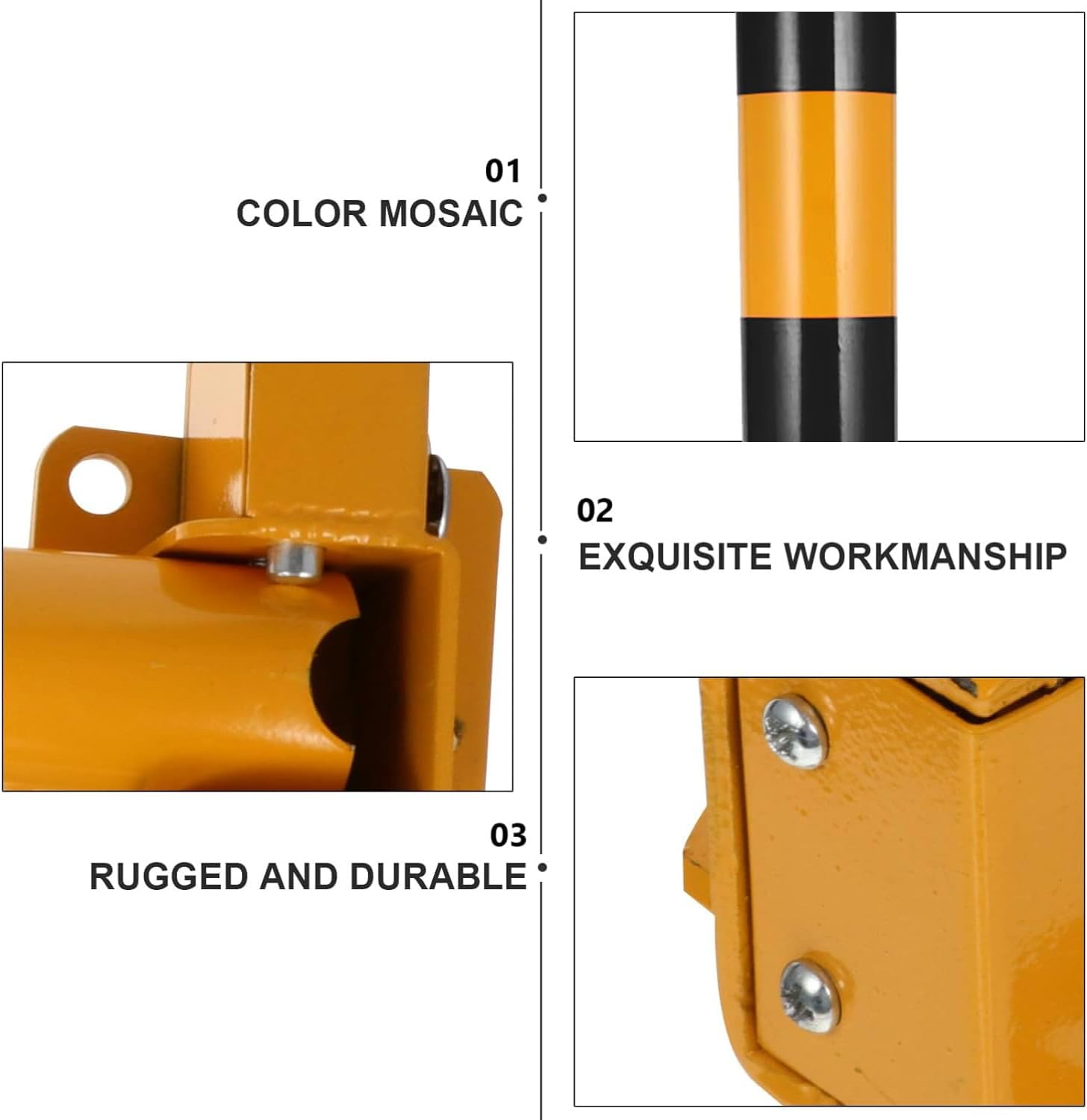 Heavy Duty Locking Security Bollard Post with Key - Anti-Car Theft Parking Barrier for Driveway, Garage & Street - Decorative Wrought Iron Protection Pole (Black) image number 1