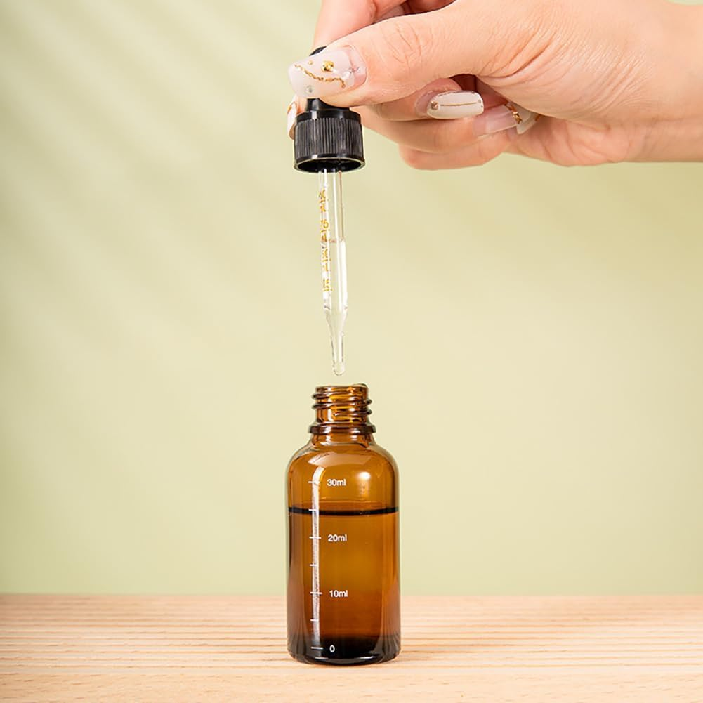 Jarlathy 2 Pcs 100Ml Amber Glass Dropper Bottles, Essential Oil Vials with Measured Eye Dropper, Perfect for Travel, Storing Essential Oils, Perfume Oils and Other Liquids image number 5